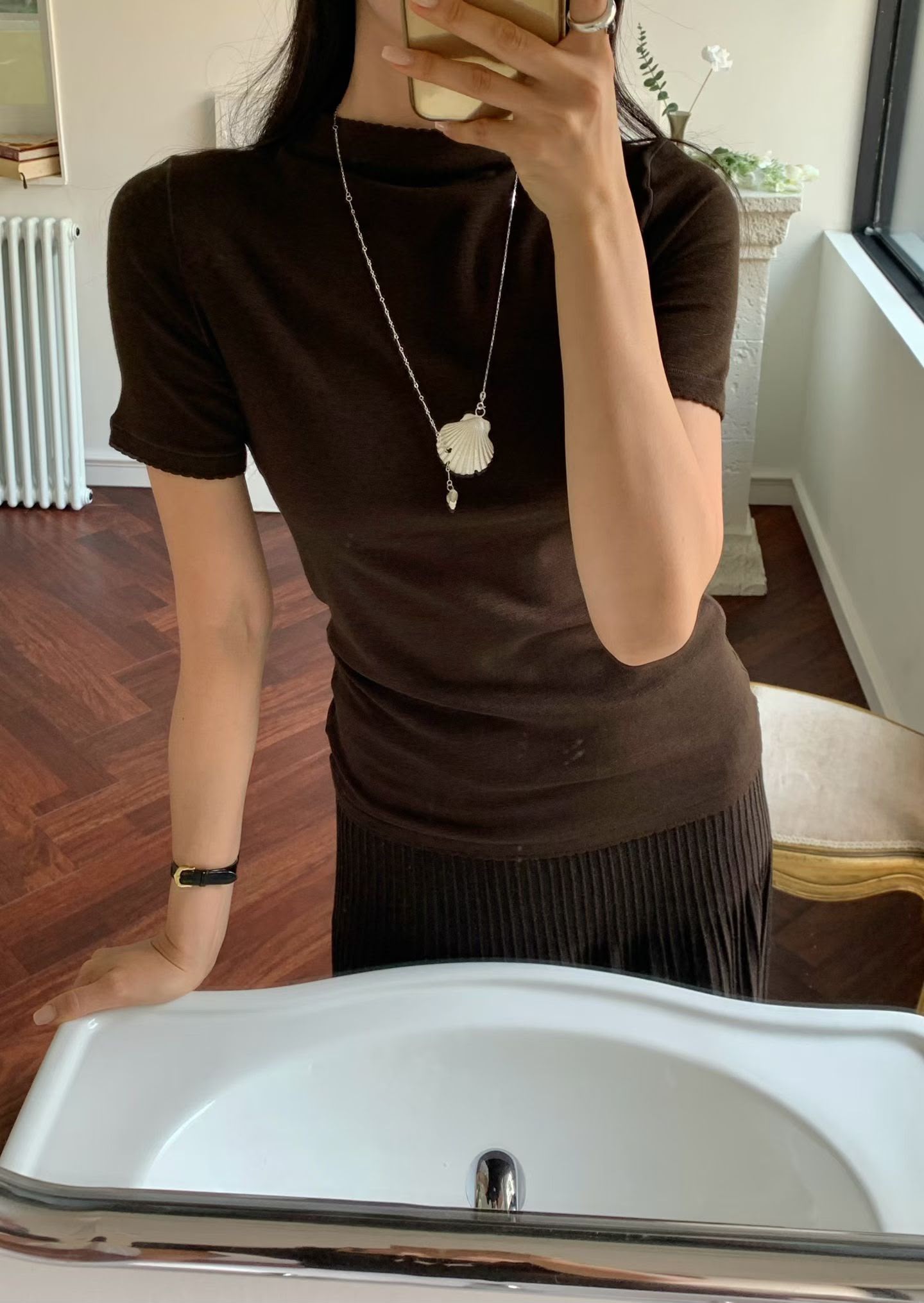 ♥︎老錢風-Scallop-Trim Tee