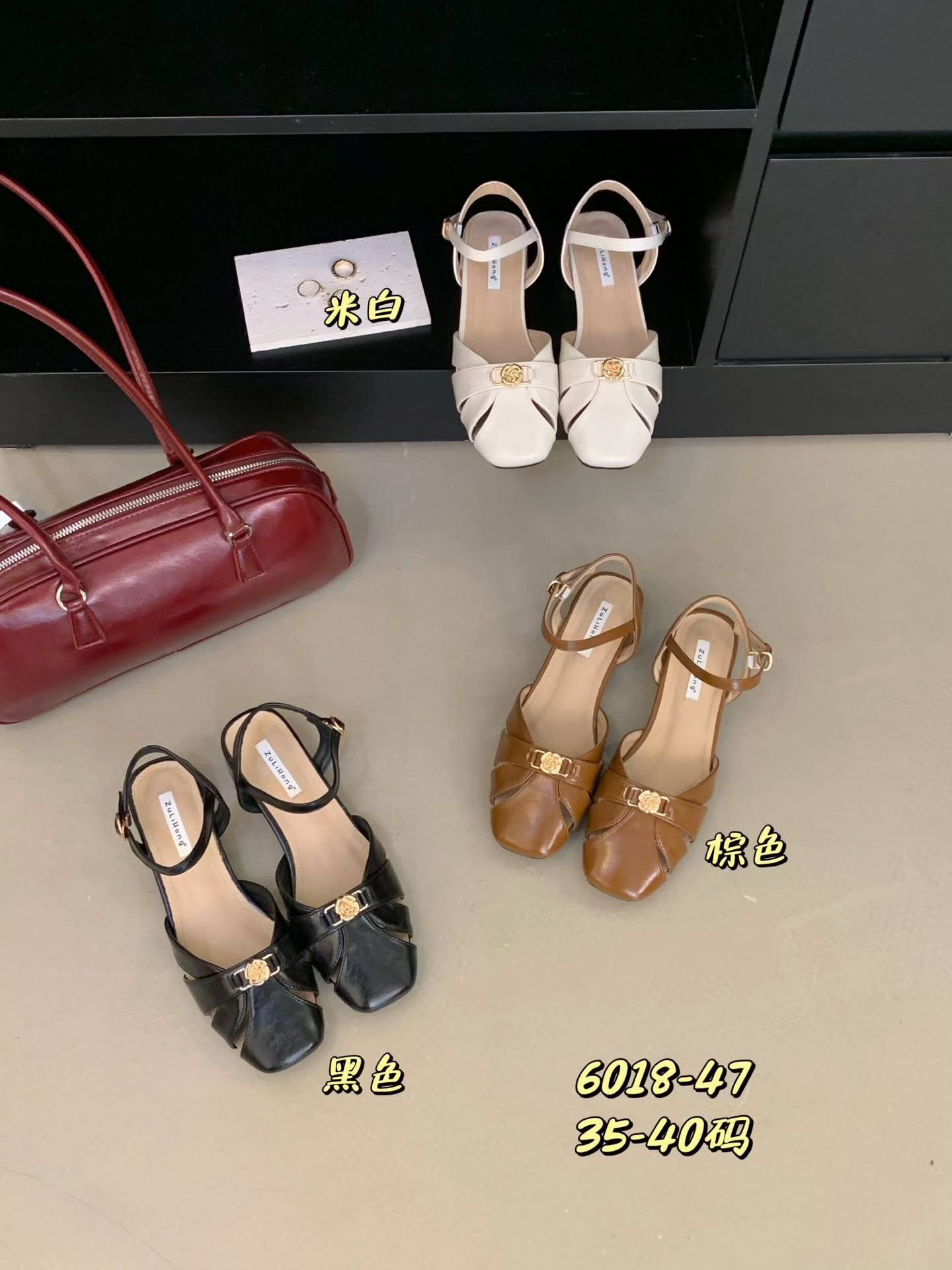 6018-47 法式复古方头凉鞋 🇨🇳