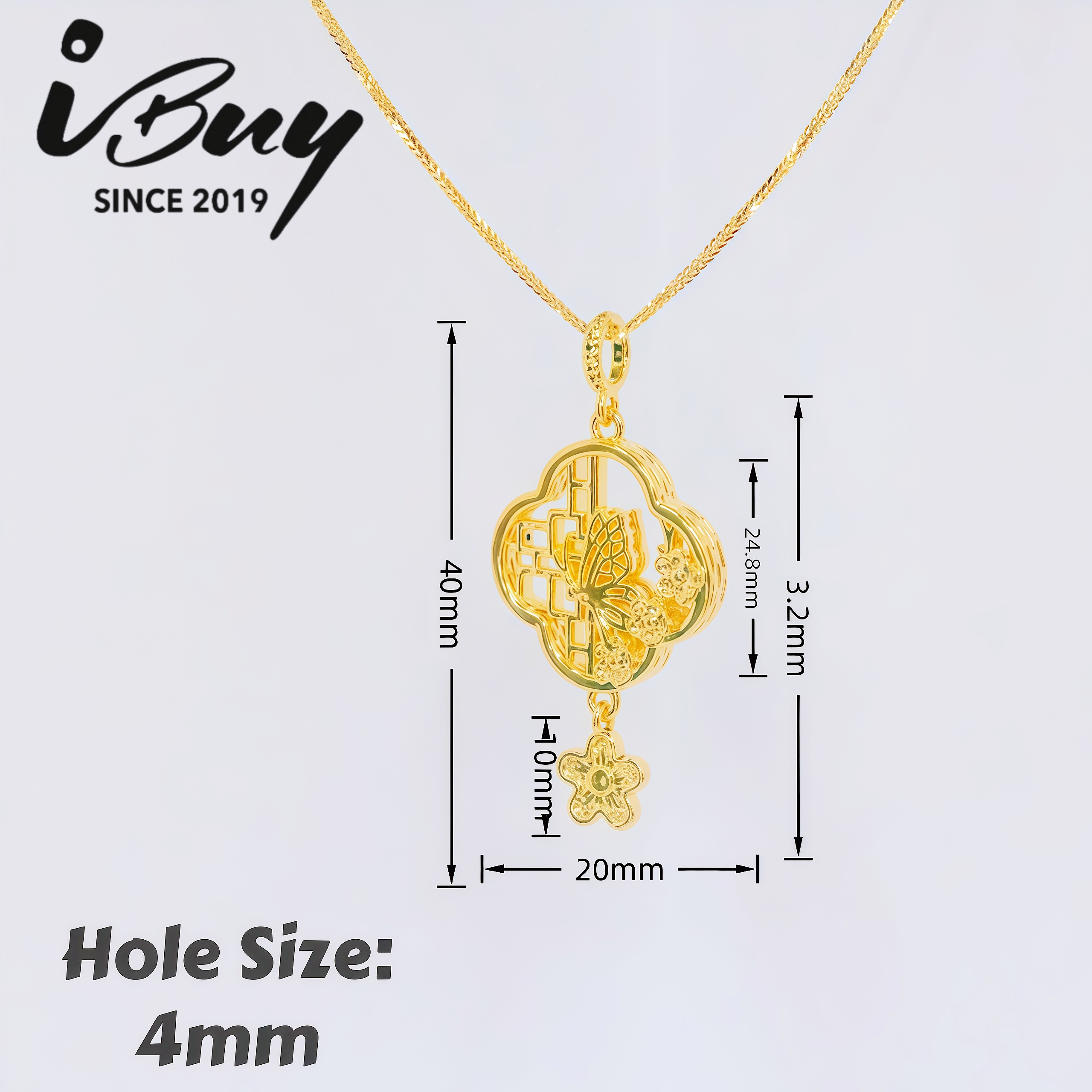 916 HARD GOLD BUTTERFLY & FLOWER WINDOW CHARM 916 硬金 蝶恋花福窗串咀