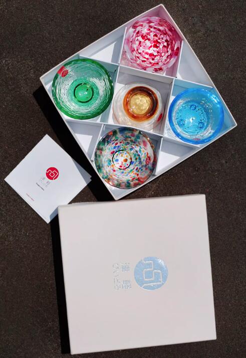 日本制津輕びいどろ-五色玻璃清酒酒杯套裝 （1套5隻）