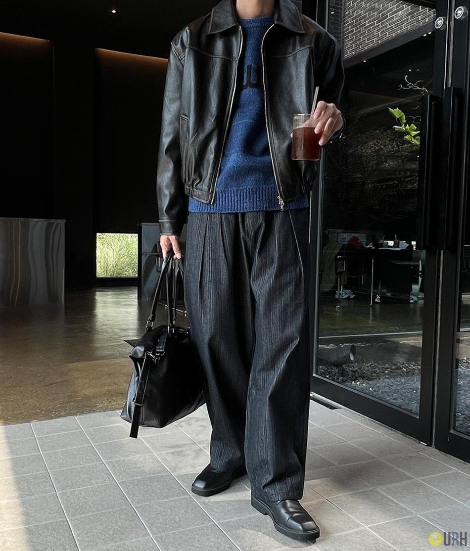 【100%保證韓國直送】復古裂紋質感雙向拉鍊皮夾克 [2 color] RG165753