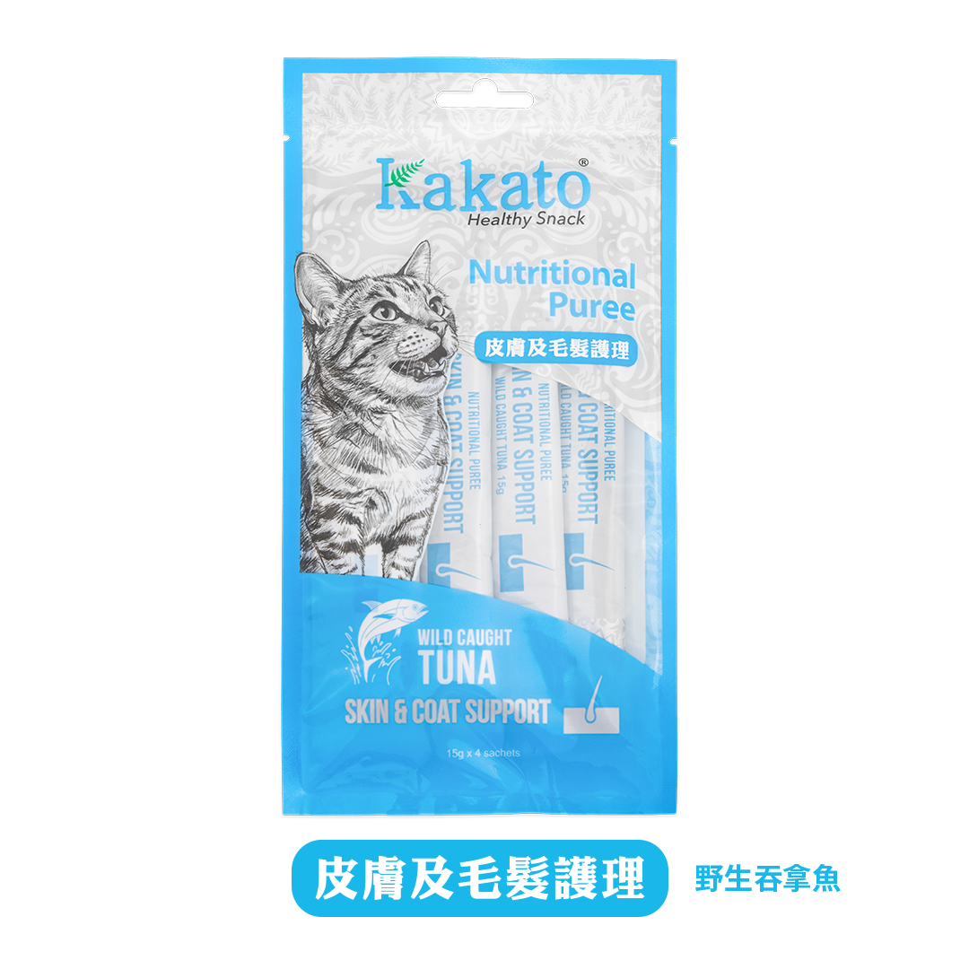 Kakato卡格 貓咪美毛護膚保健 功能保健肉泥 吞拿魚味 60gx4條