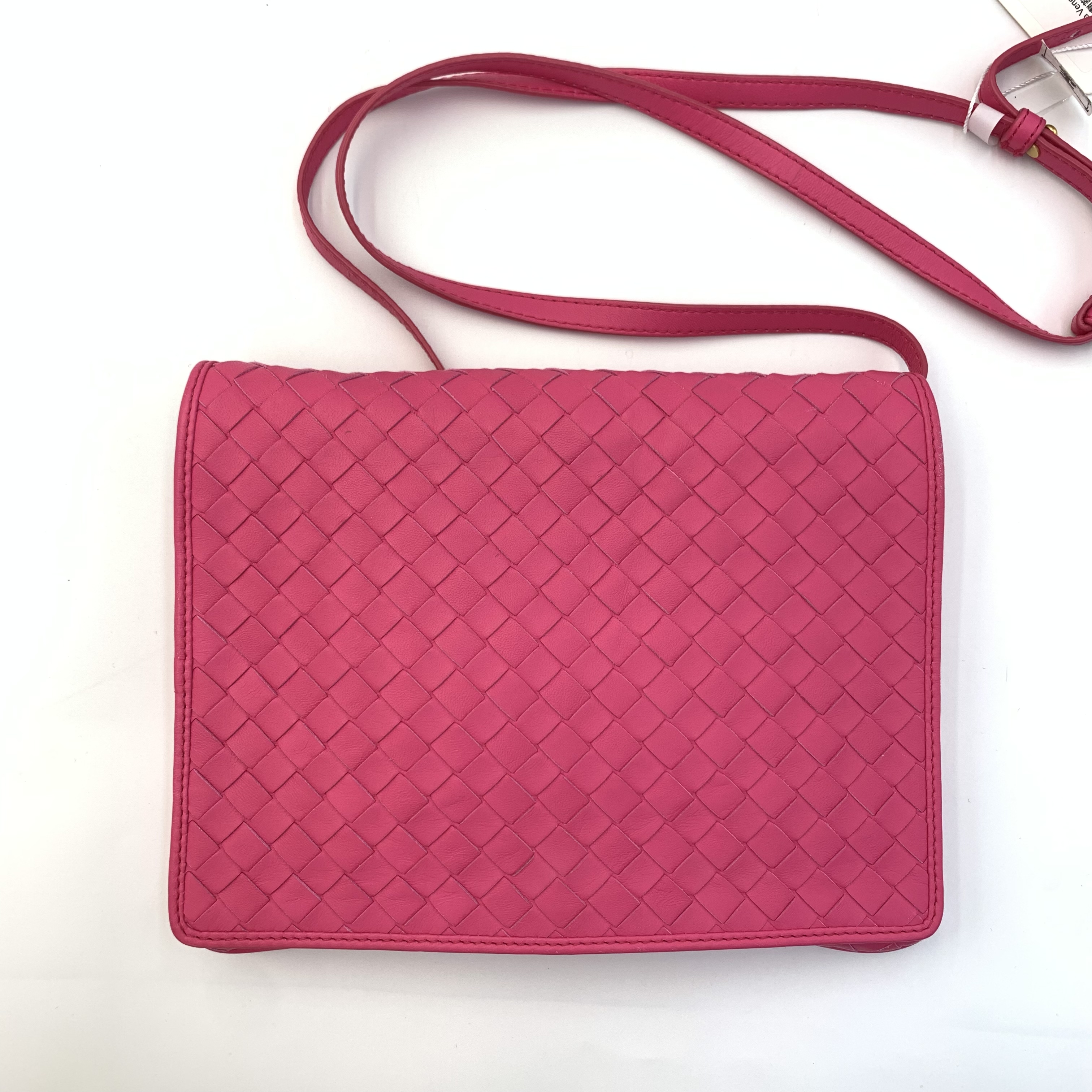 Bottega Veneta葆蝶家信封包 桃紅色牛皮 Bv經典編織物斜挎包【過年紅噹噹精選❤️‍🔥】
