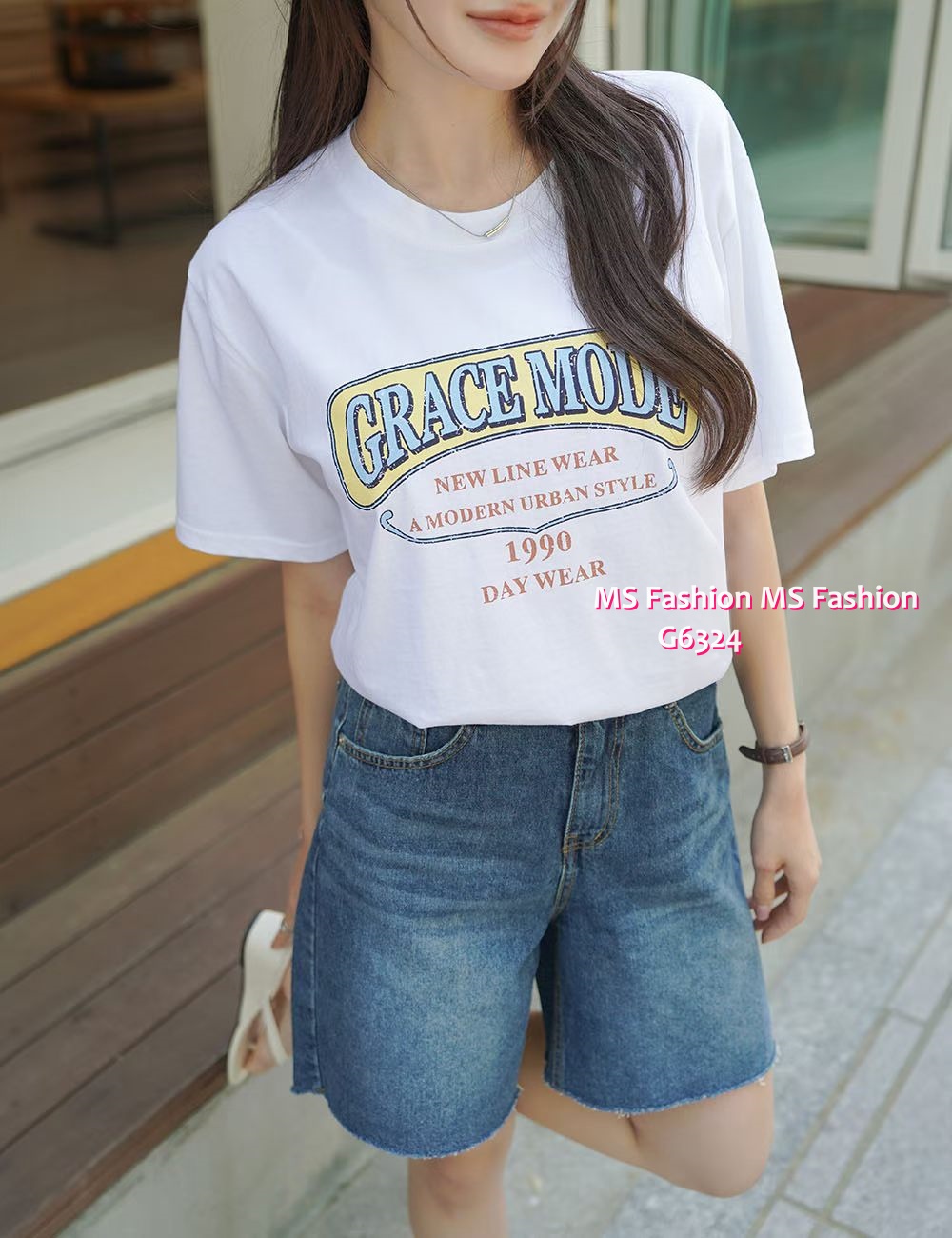 G6324 靚色字母print tee