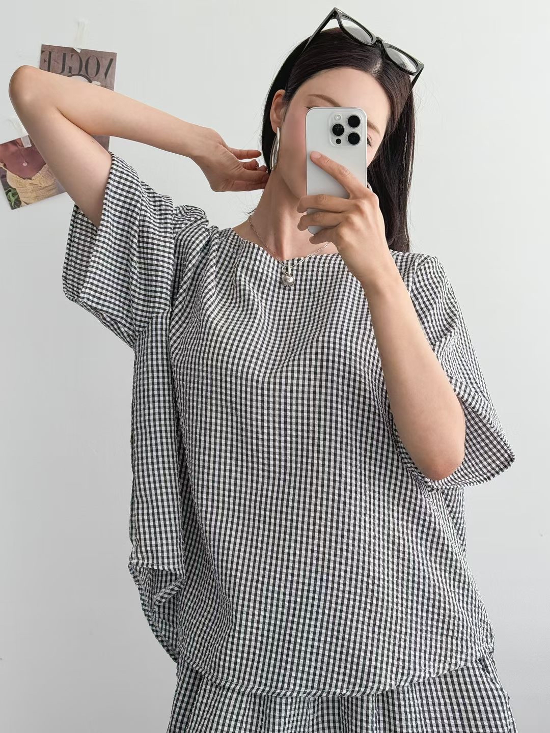 221430 圓領格仔Set