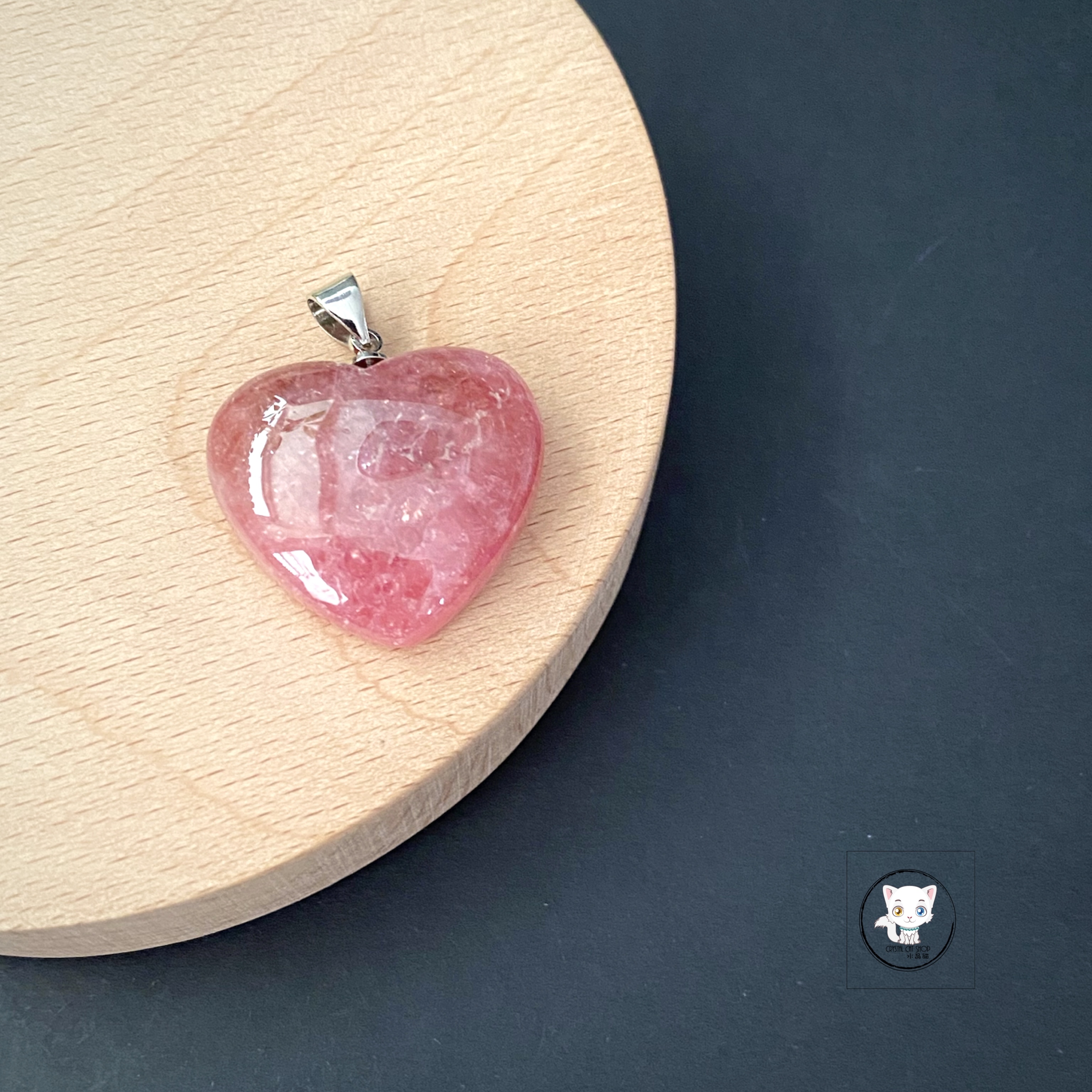 天然紅紋石愛心吊墜 23mm