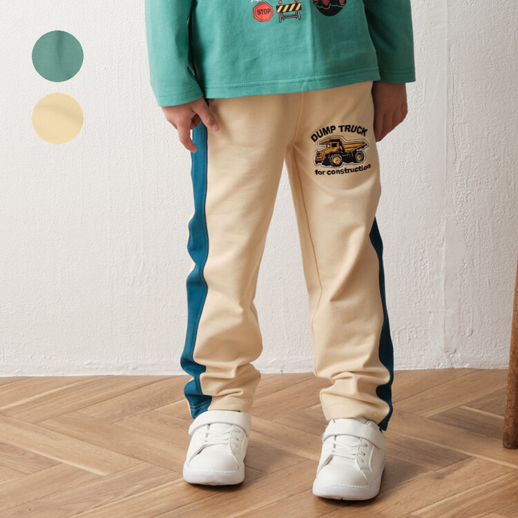 🆕【⭐訂購⭐】🇯🇵日本直送 側邊條紋 翻斗車刺繡圖案 抓絨長褲［2款選］🌀 [ELAA-0282][260228]