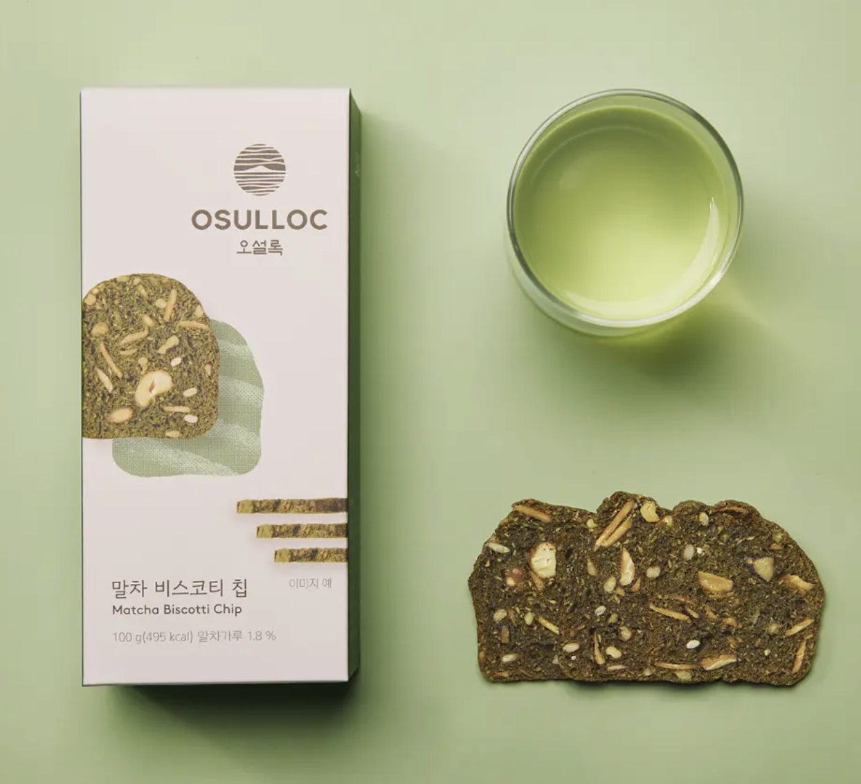 韓國 OSULLOC 香濃抹茶 堅果全麥脆片 100g｜Matcha Biscotti Chip