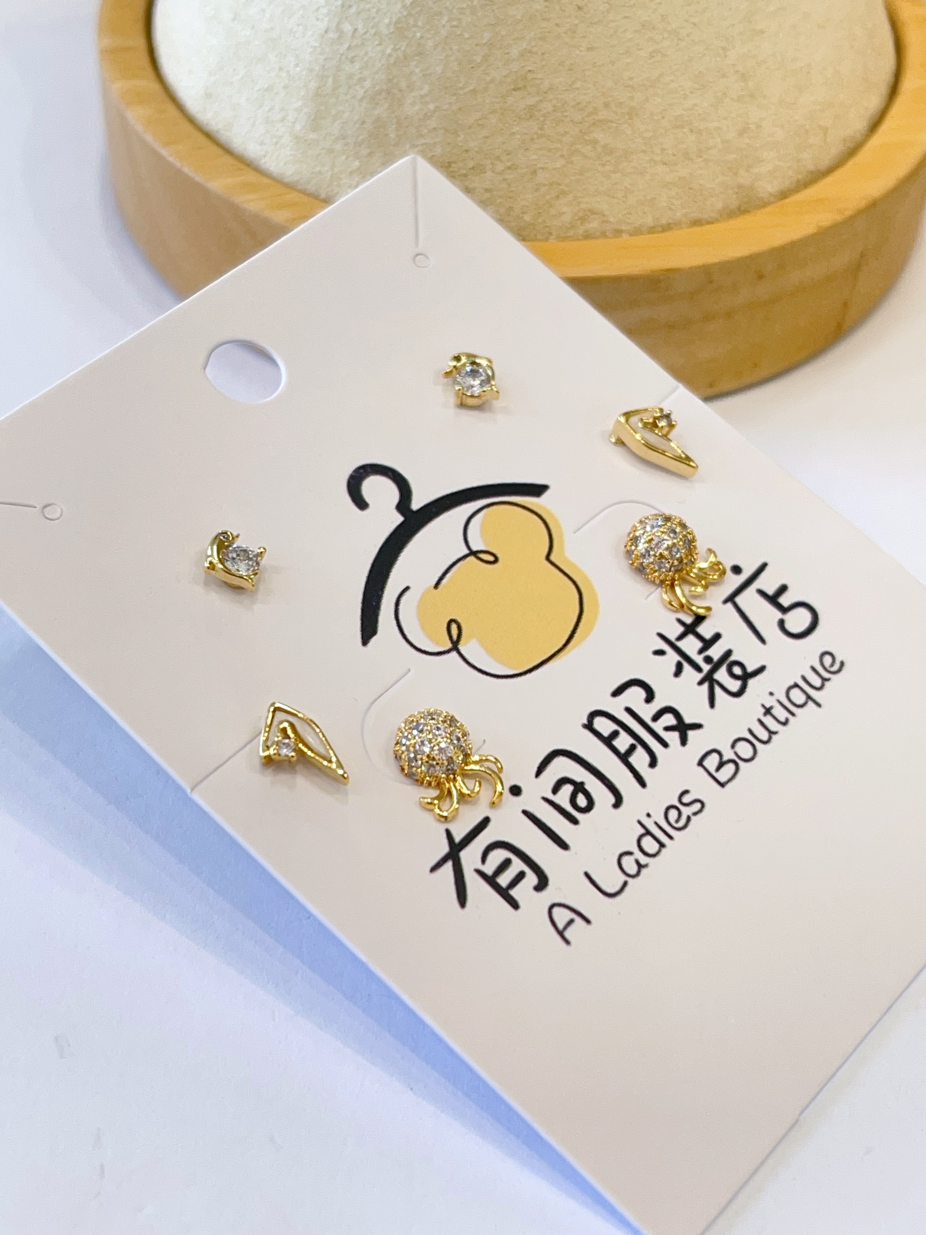 镶钻小八爪鱼耳环套装