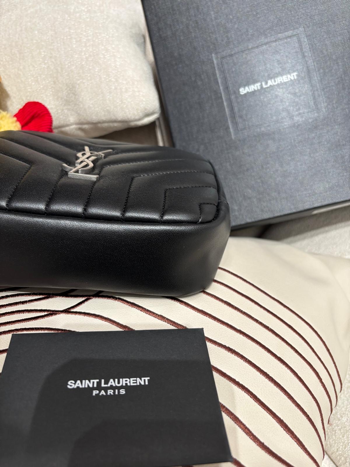 Ysl loulou pouch SAINT LAURENT Black Calfskin Pouch 100%Authentic, 99%new ✅certificate ✅box