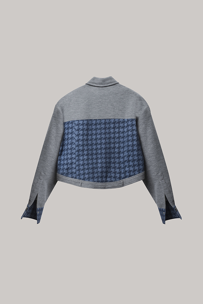 Houndstooth Panel Cropped Jacket