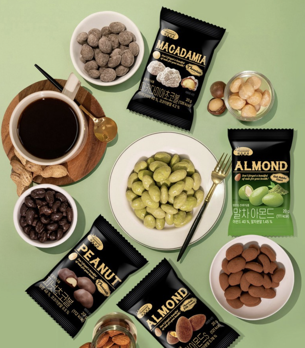 韓國 Sunnuts 濃郁抹茶杏仁球 10包/ 套｜Mocha Almond