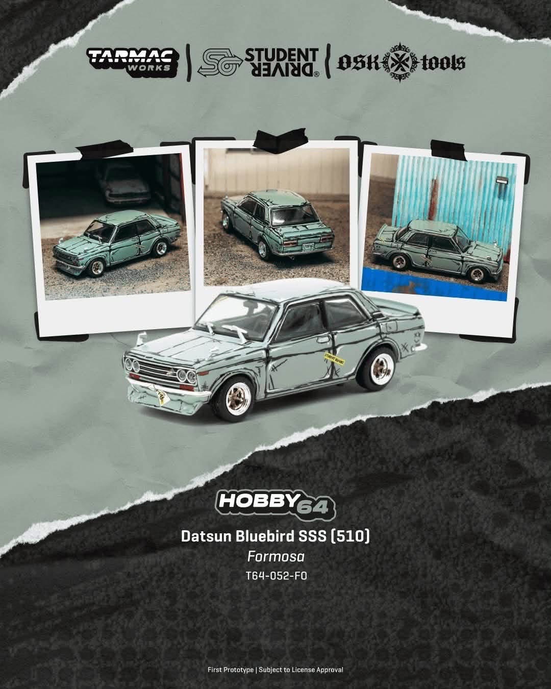 （預訂 Pre Order) Tarmac Works  ( T64-052-FO ) Datsun Bluebird SSS (510) Formosa