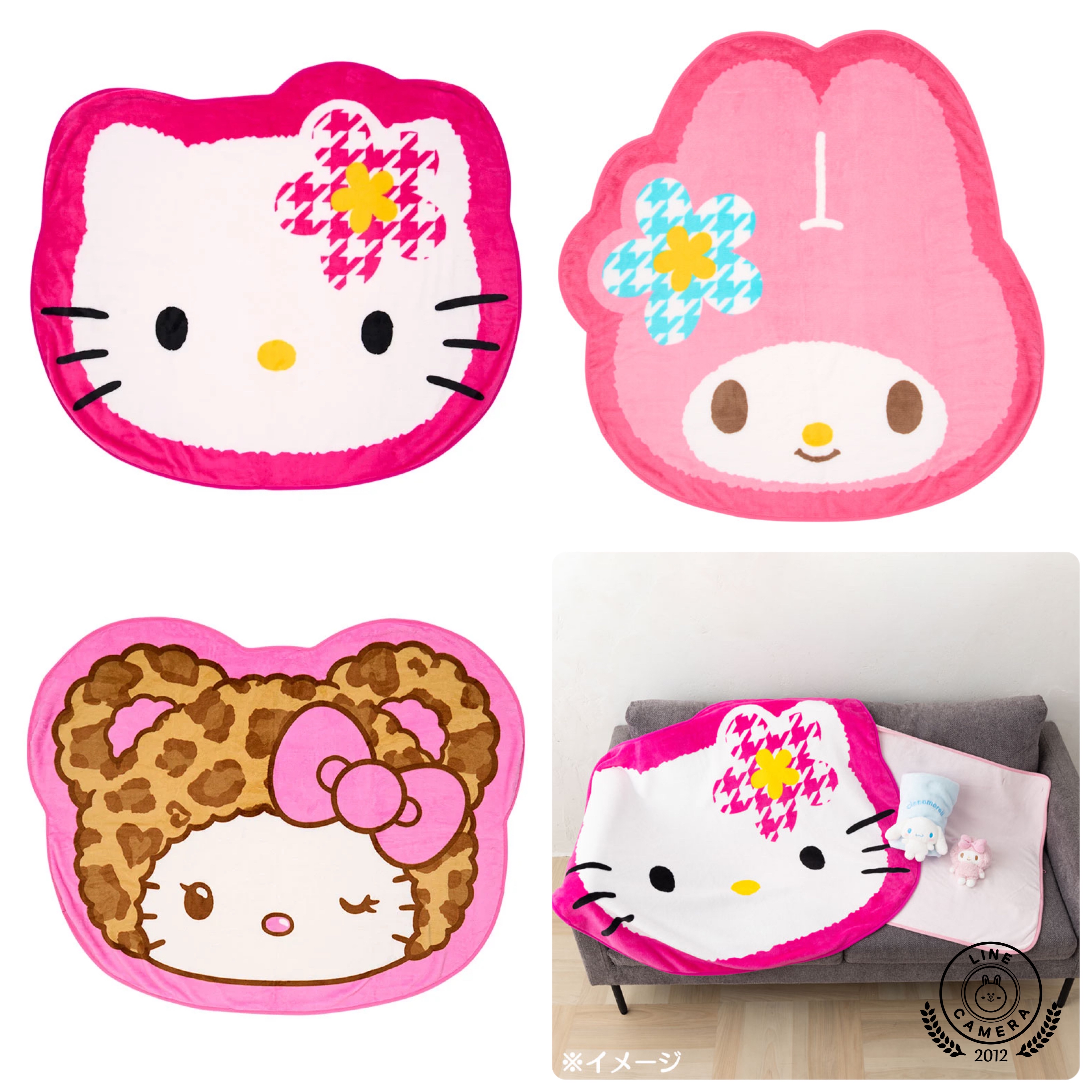 日本版Sanrio Hello Kitty Melody公仔頭毛氈 大約長125 cm