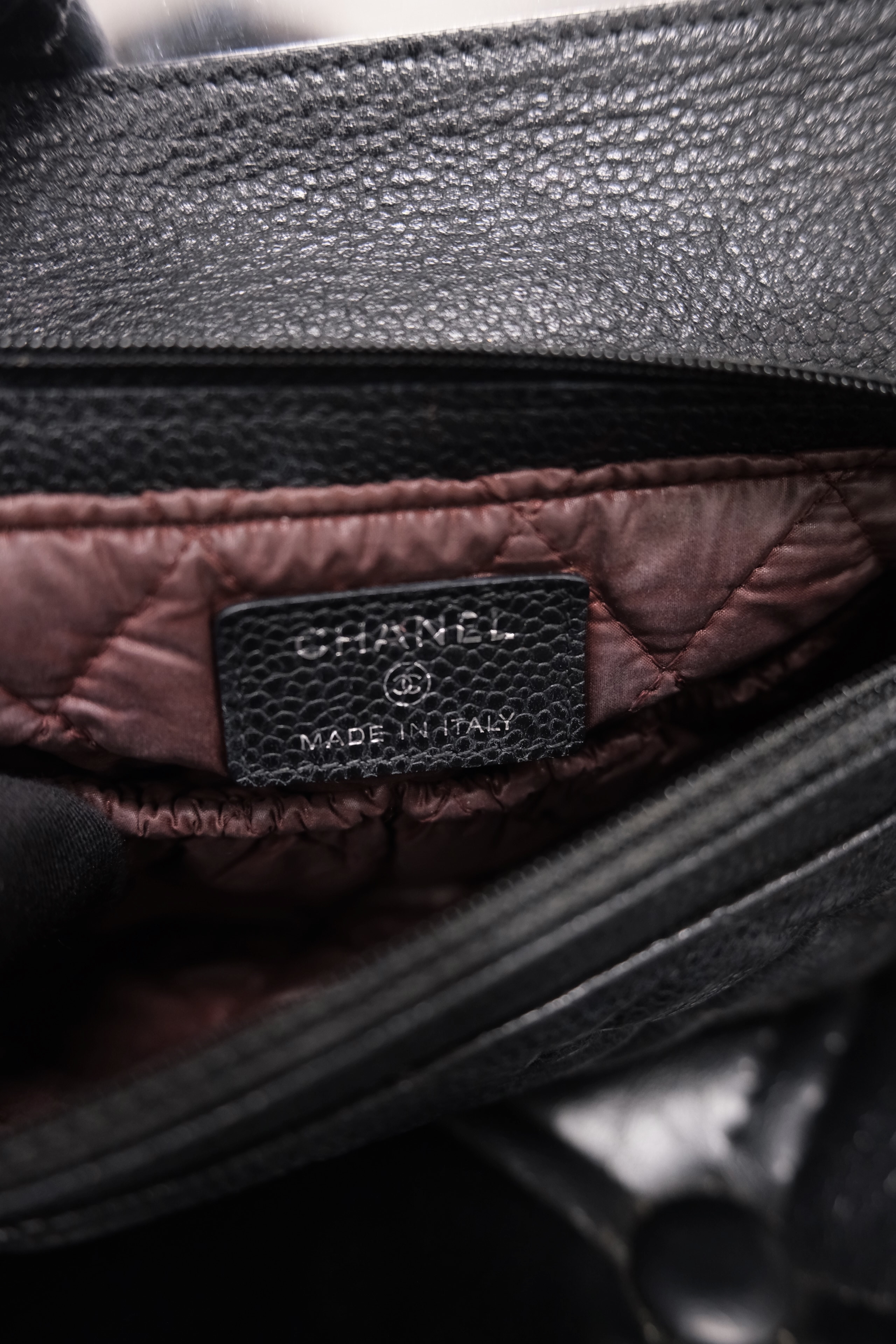 Chanel Matelasse Caviar Skin Pouch bag Black Silver