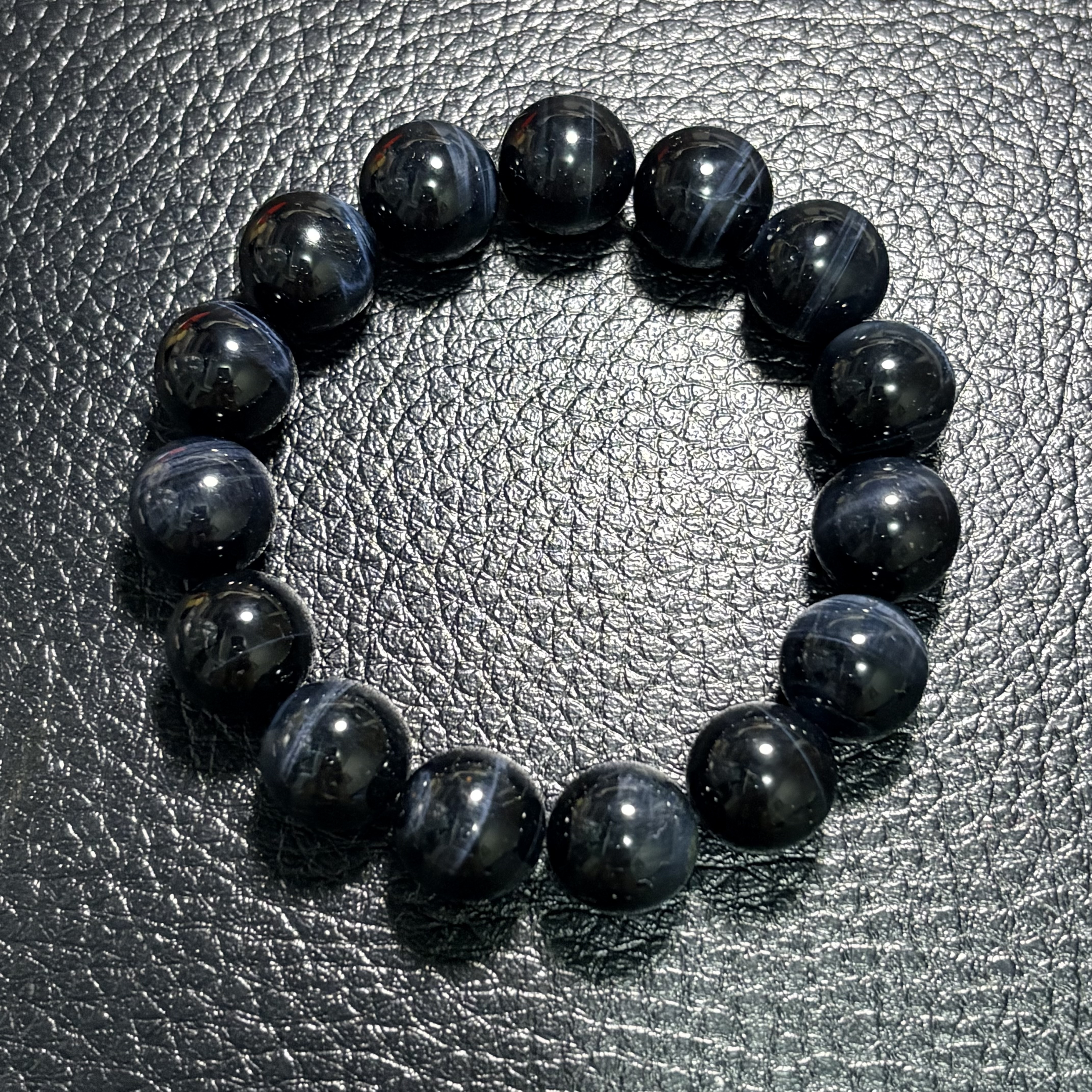 14.5 mm藍虎眼石手串No. 3570 ｜規格：14.5 mm珠17cm手圍