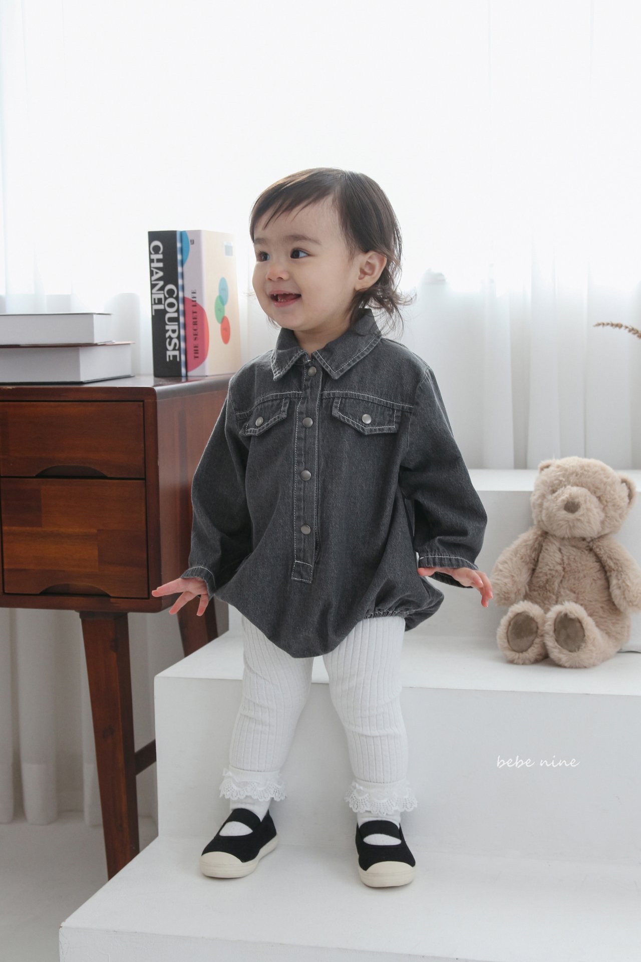 🌸預訂 韓國直送🌸🇰🇷Bebenine兩色牛仔恤衫長袖包屁衣