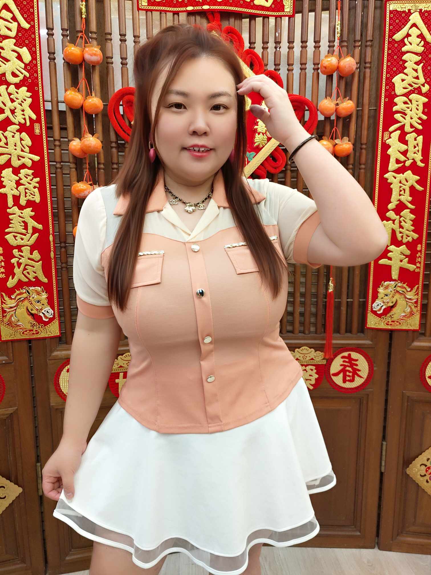 NJA14 TW#3832 小香风网纱袖上衣