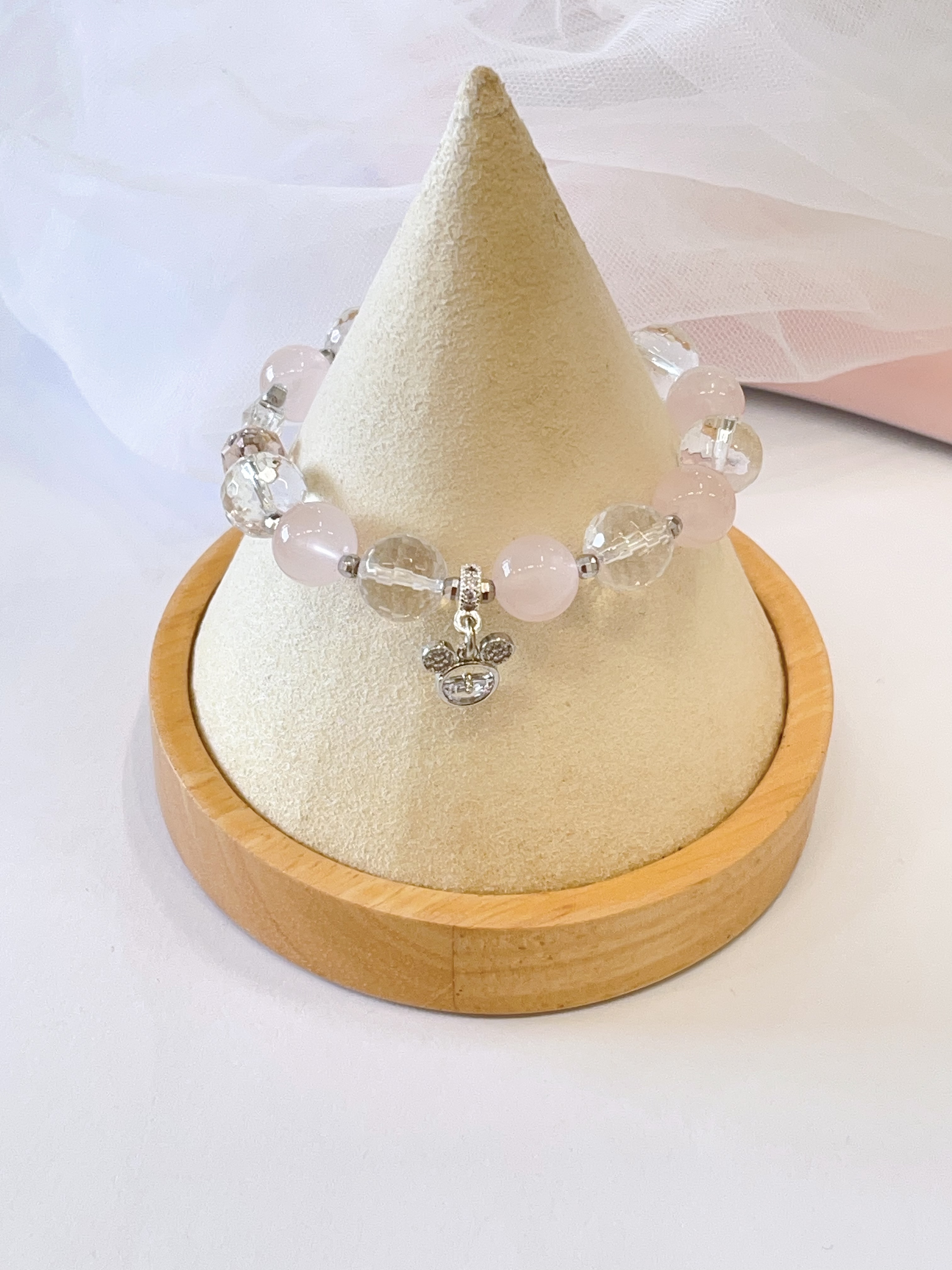 🤍 白水晶 × 粉水晶手串 Clear Quartz & Rose Quartz  |  10mm