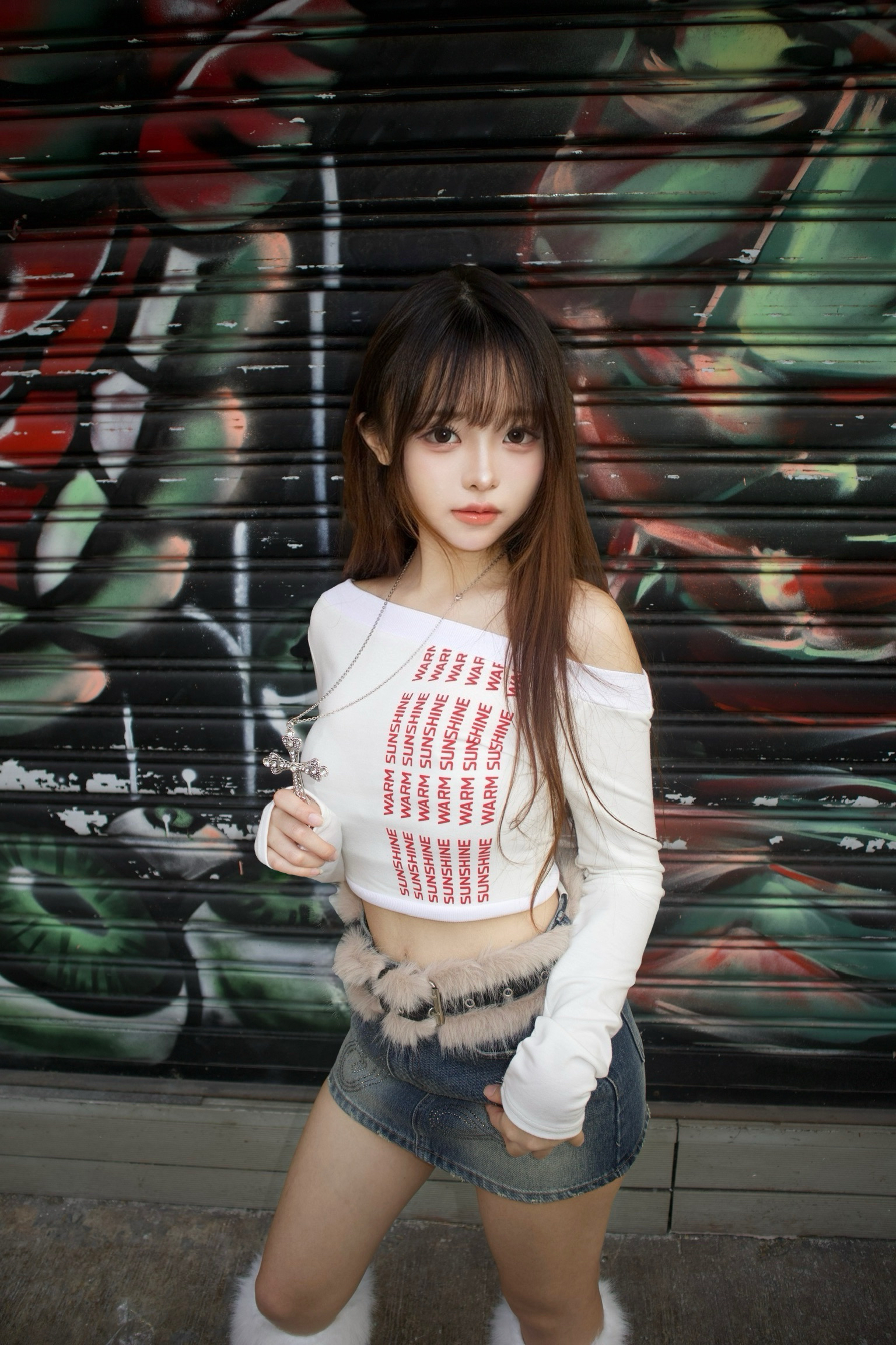 韓國撞色字句短身一字膊