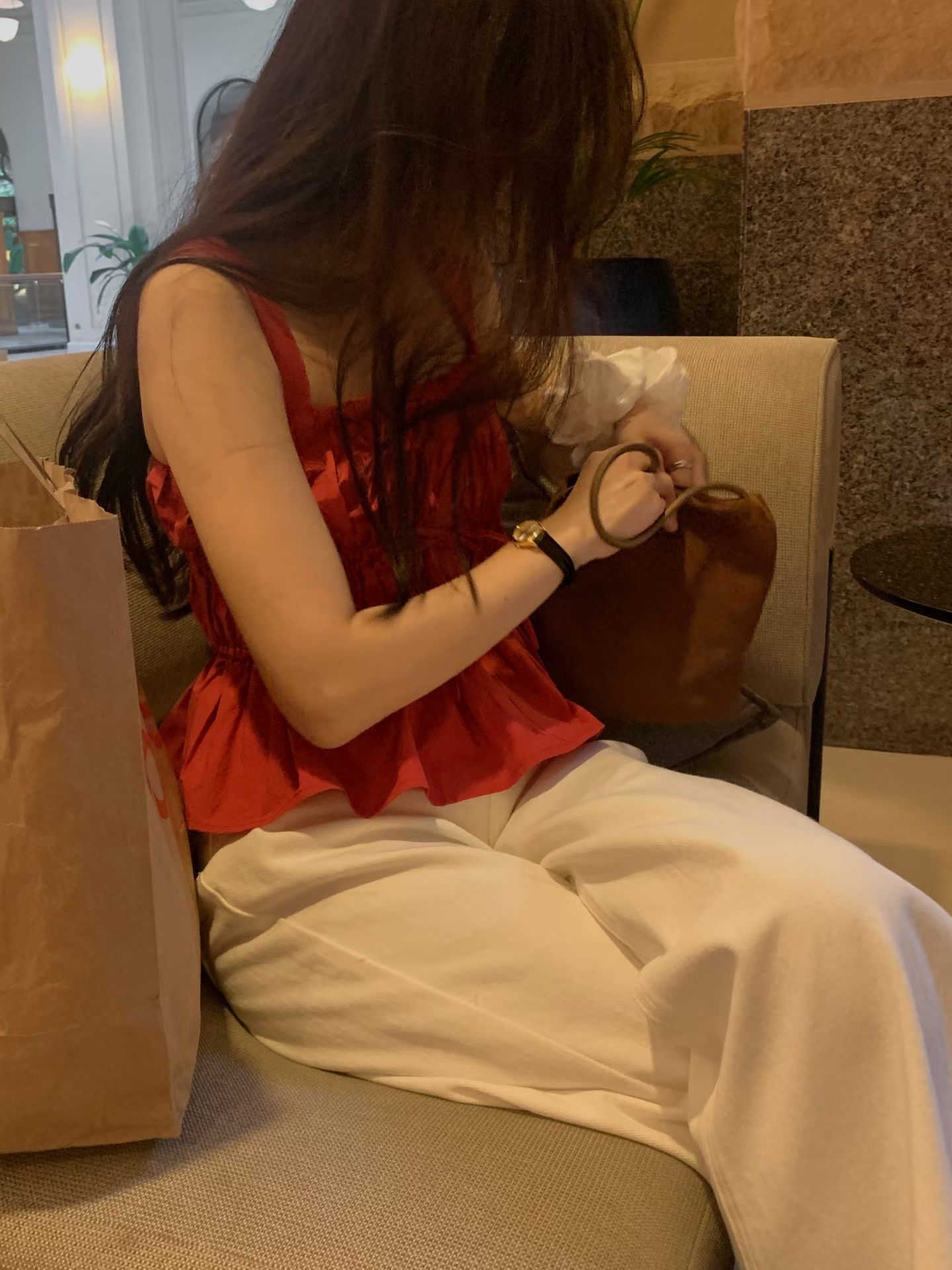 Lovely ribbons shirred top