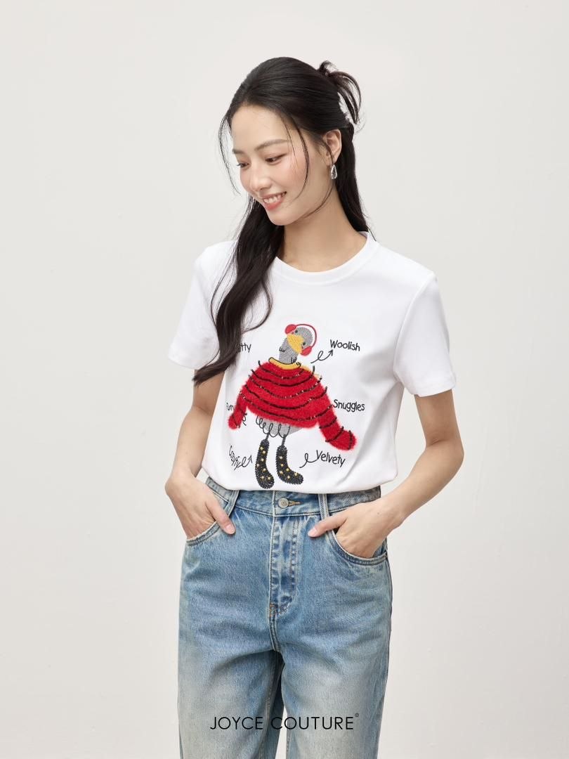 绣鸭修身T恤 T0063