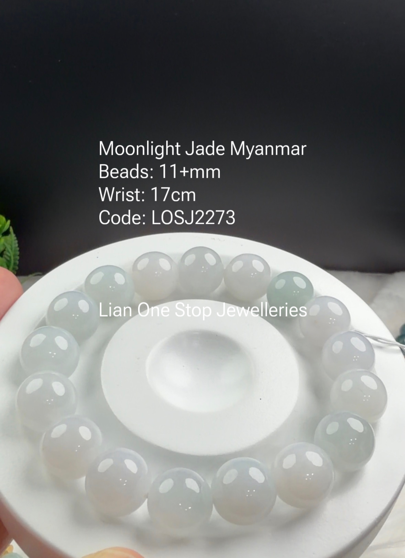 Code: LOSJ2273 Moonlight Jade Myanmar 11+mm