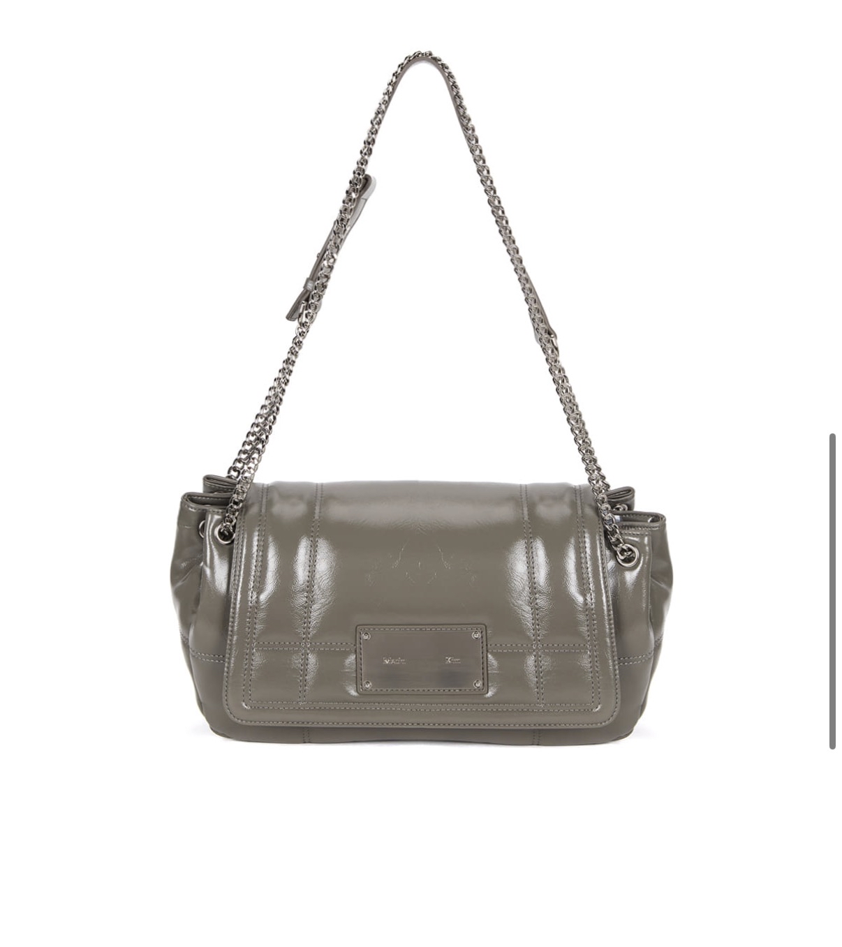 MATIN KIM 特價場GLOSSY QUILTING MEDIUM CHAIN BAG IN GREY