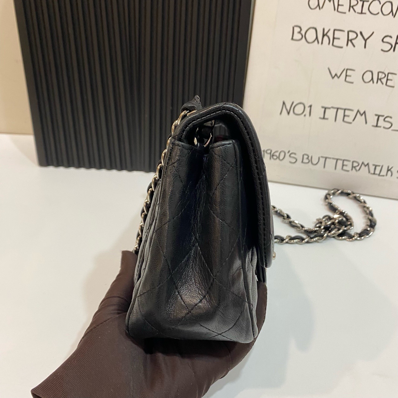 【預訂貨品】Chanel 黑銀羊皮方胖子