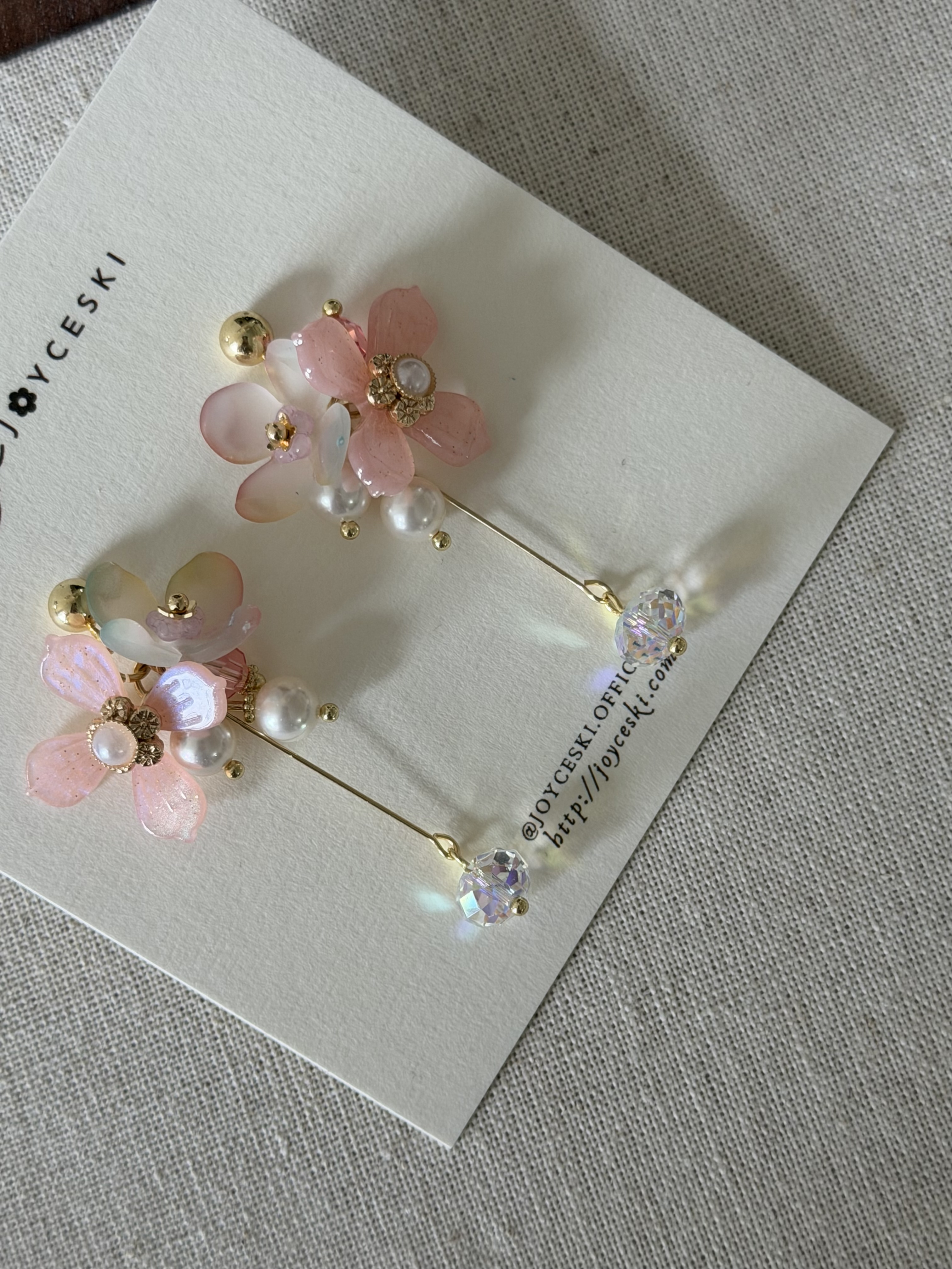 日本花語系列耳環/漸變櫻花粉紅花朵款