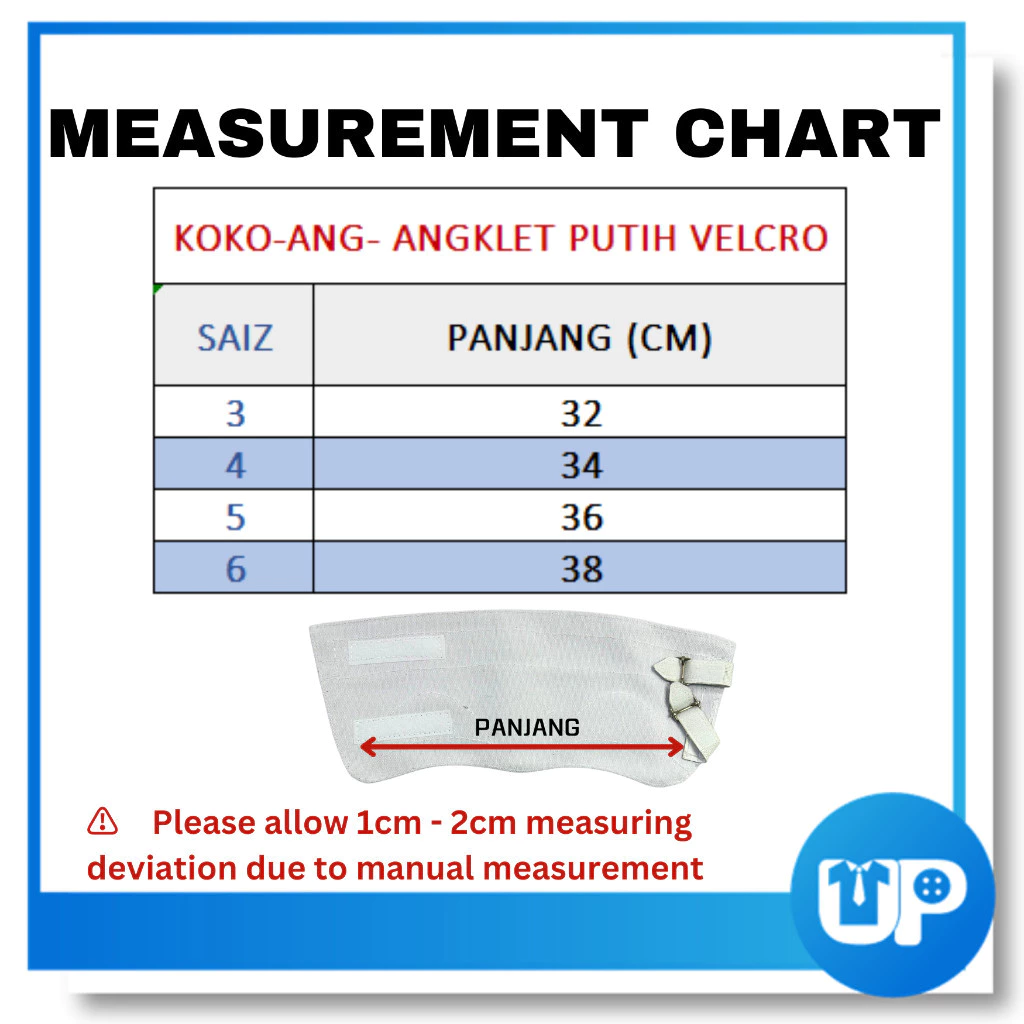 Angklet Putih Velcro/ Anglete Kawad Putih Uniform/ANKLET KAWAD