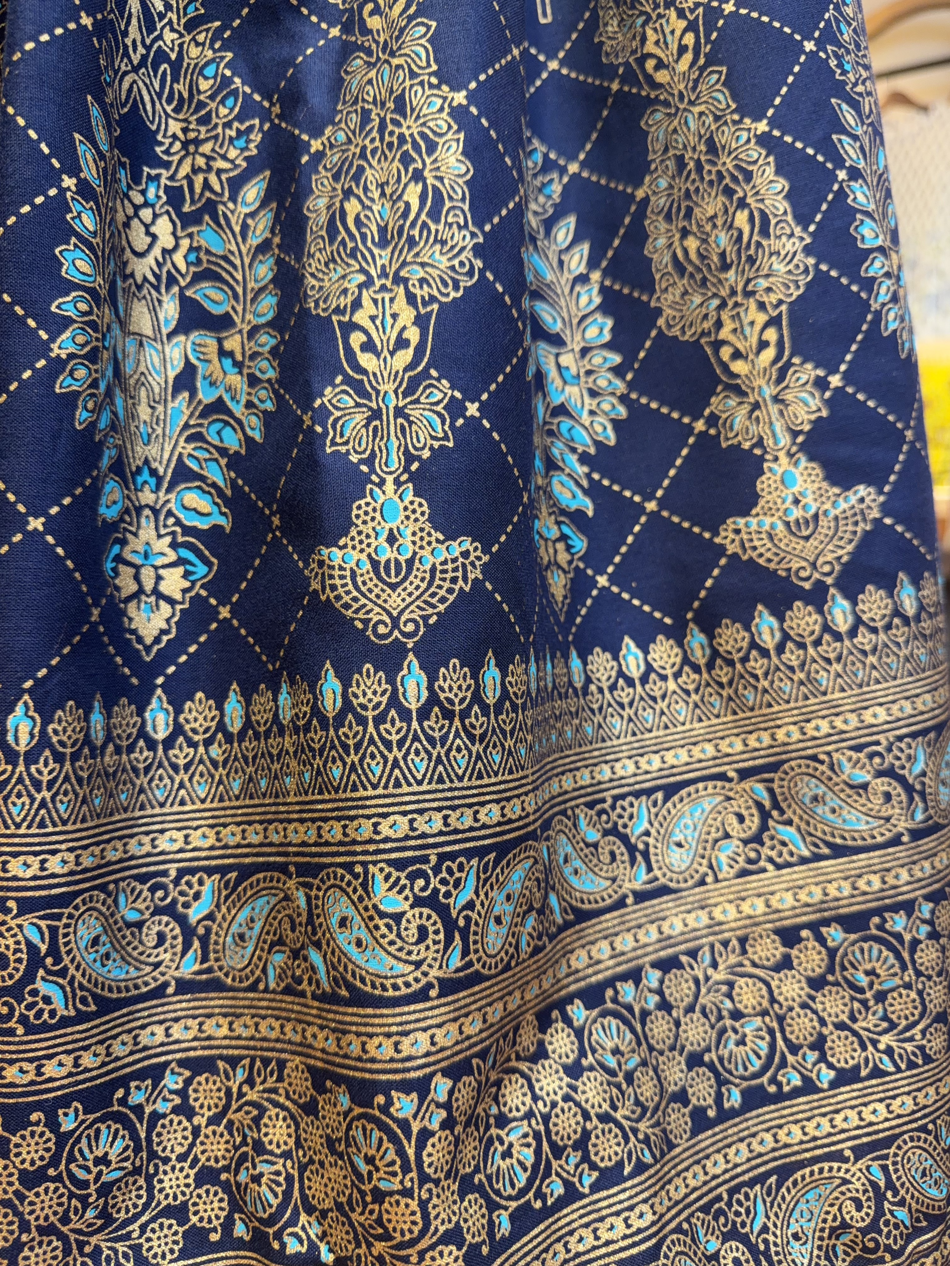 2358 Royal blue Feather Foil Stamping Skirt 39"