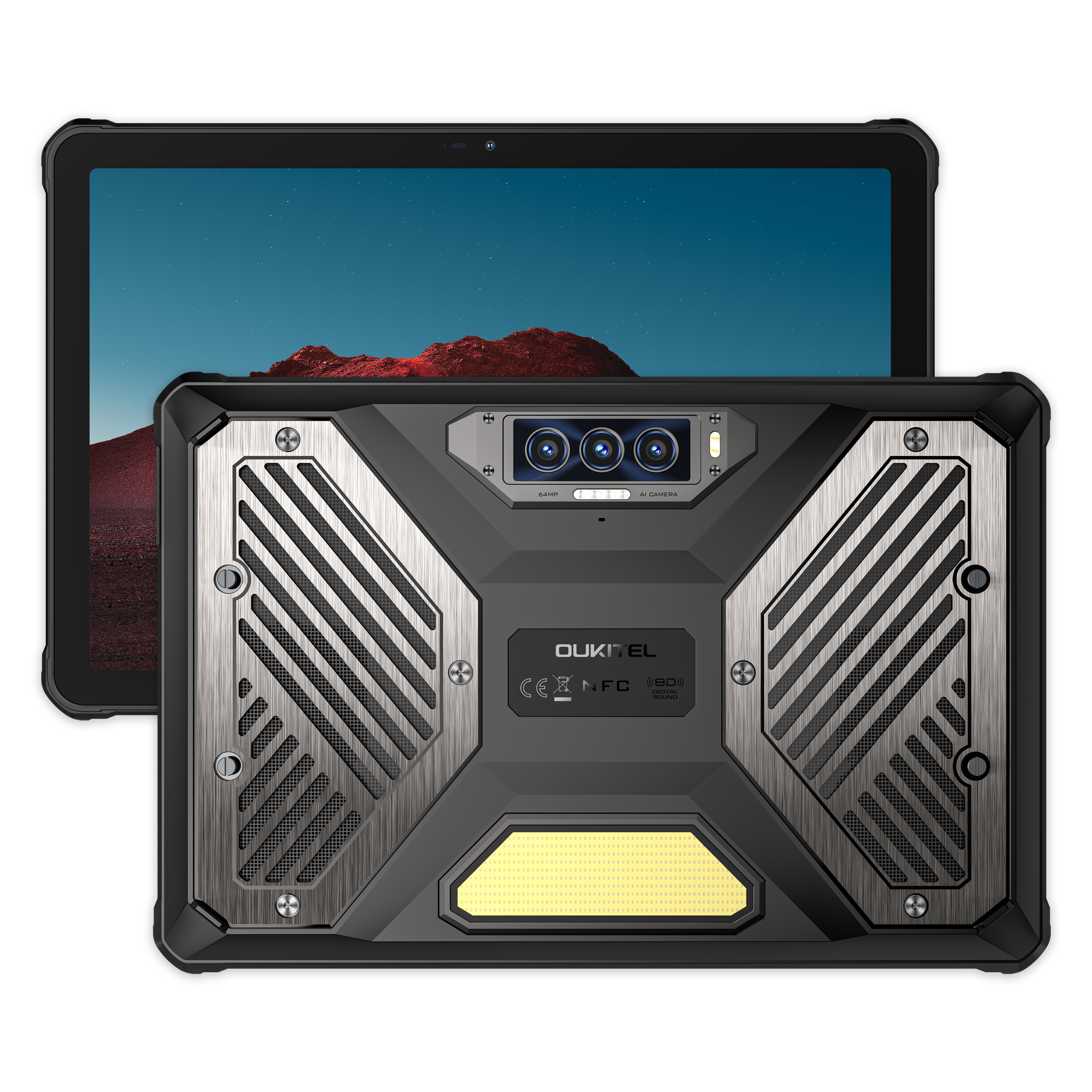 OUKITEL RT10 5G | 12GB/512GB 11吋 120Hz 25000mAh 夜視 露營燈 130dB雙喇叭 WiFi6E NFC 三防平板 Rugged Tablet