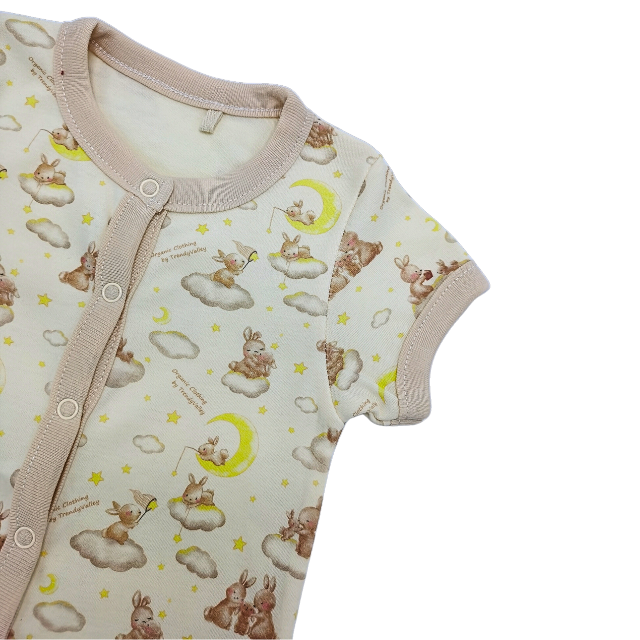 Trendyvalley Organic Cotton Short Sleeve Short Pant Baby Romper (BUNNYMOON)