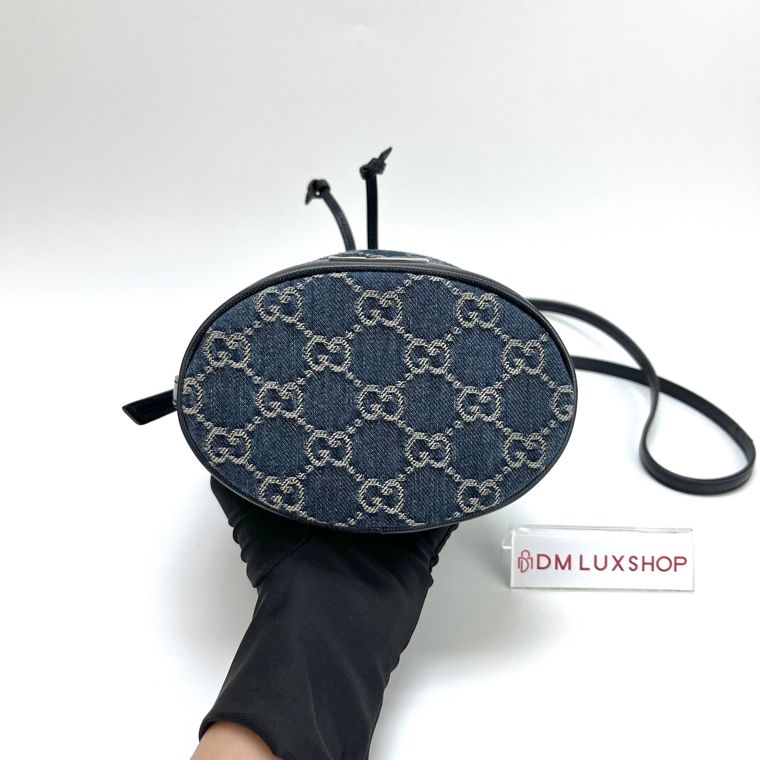 Gucci Blue Denim Mini Bucket Bag SHW