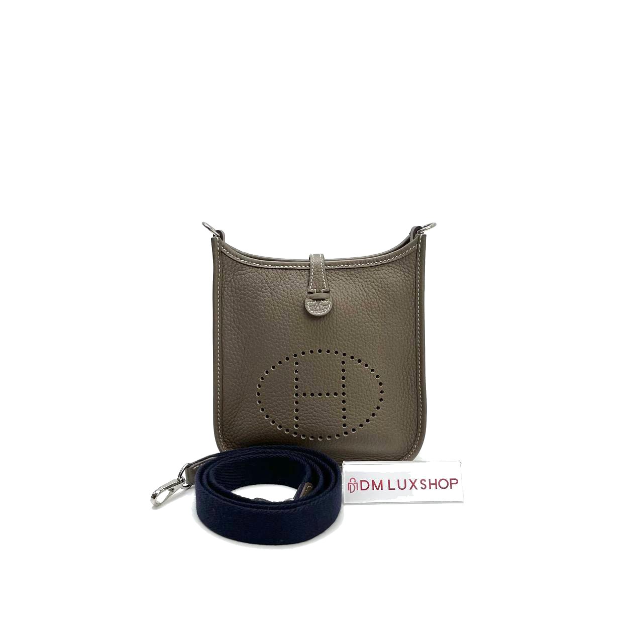 Hermes Mini Evelyne PHW with Navy Blue Strap (Stamp Z)
