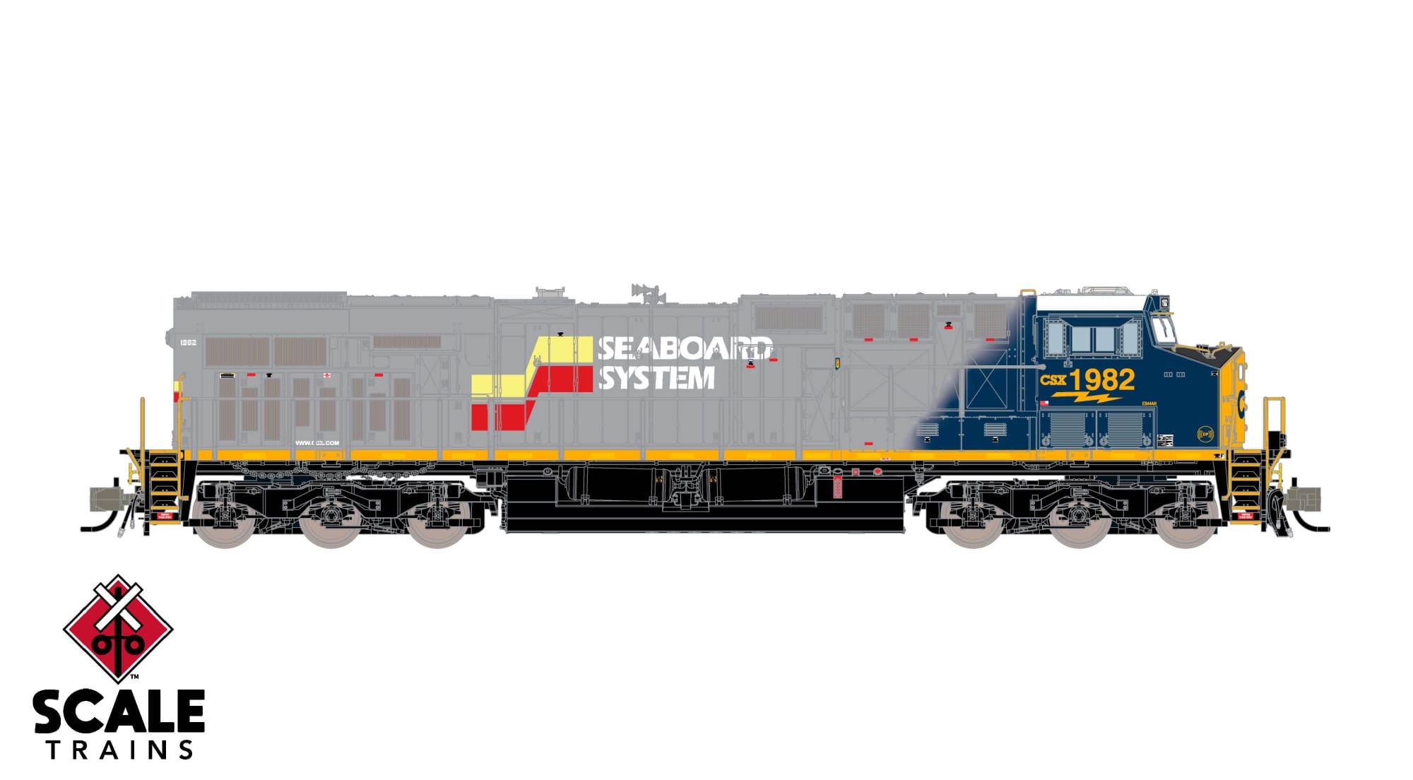 預定新品 N scale Scale Train訂金 Rivet Counter N Scale GE ES44AC, CSX/Heritage/Seaboard System/SBD #1982  