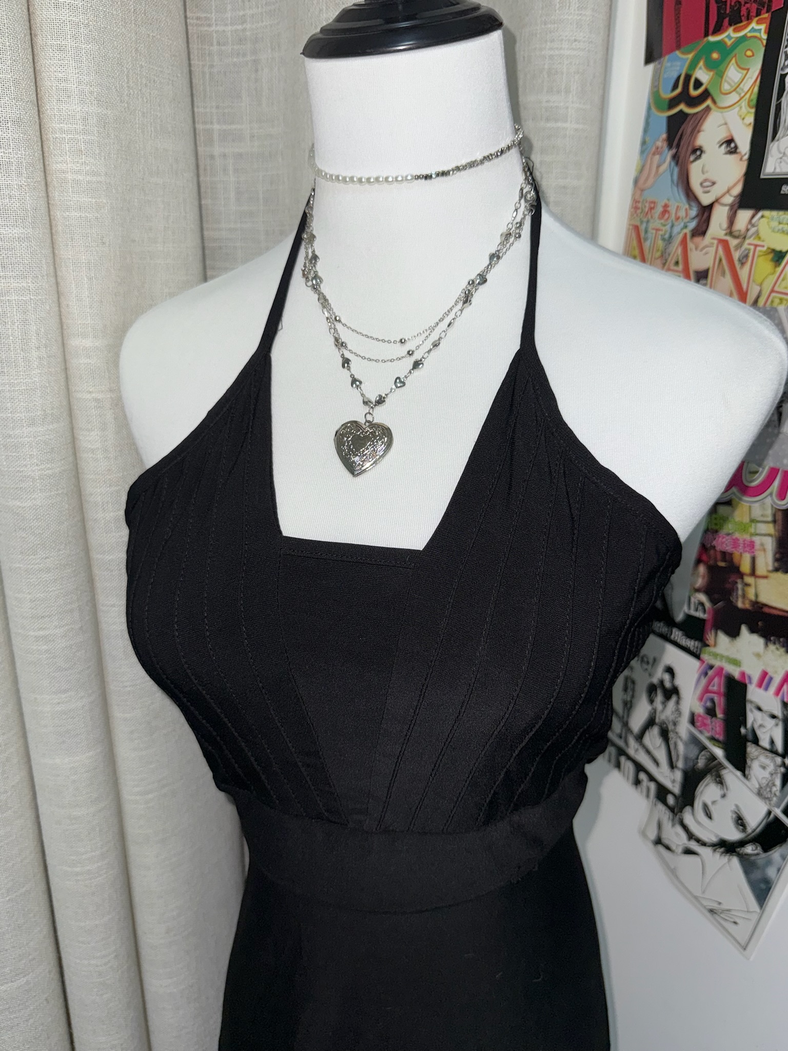 Halter Pleated Bodice Midi Dress