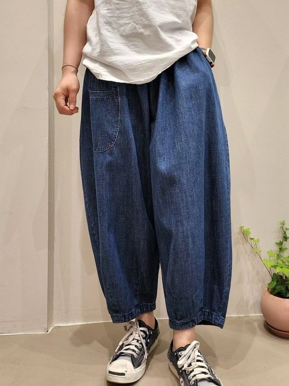 橡筋腰口袋洗水牛