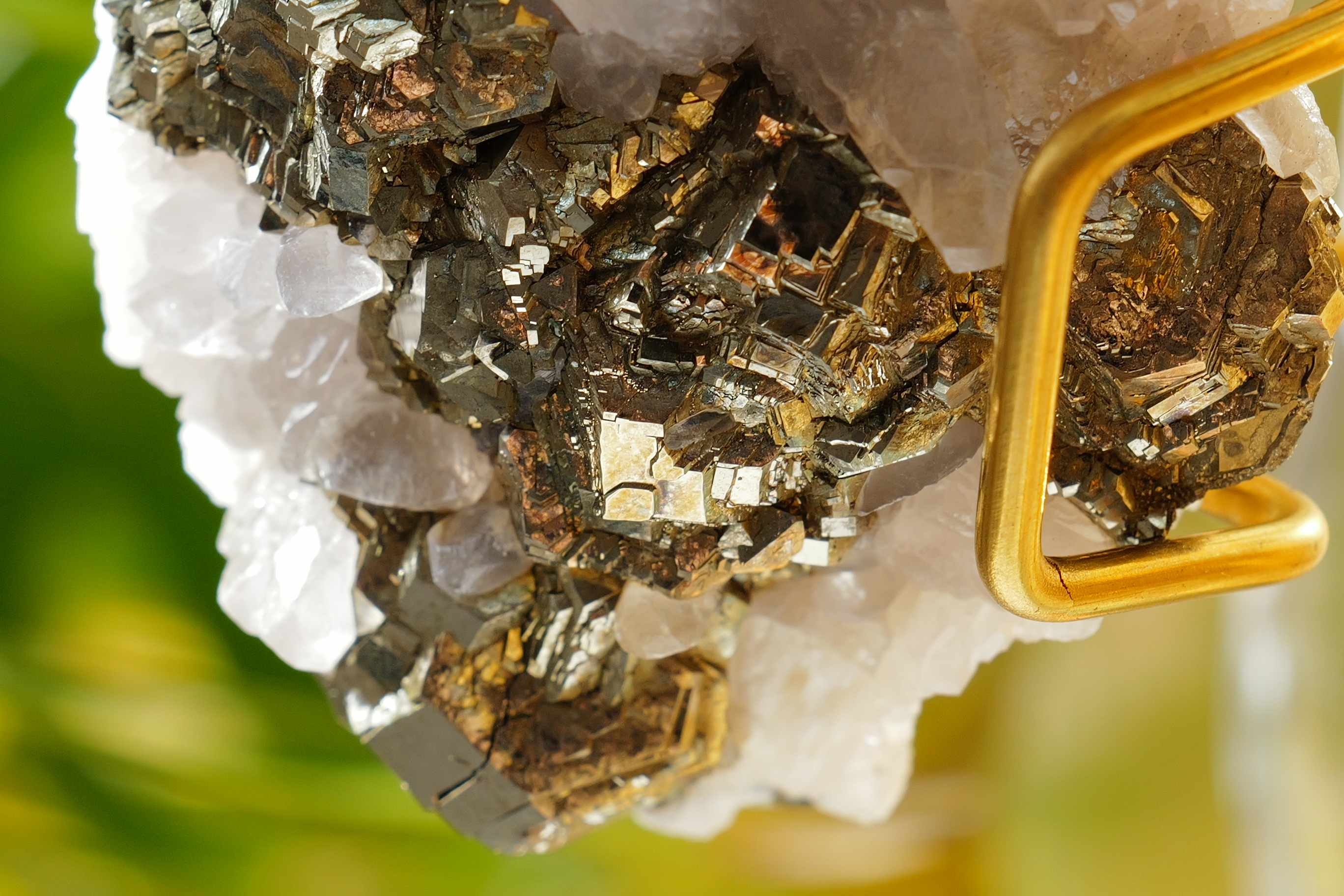   ༒8cm黃鐵礦共生方解石原礦擺件༒ PY.0386C3TG1JT-RB5*3mt