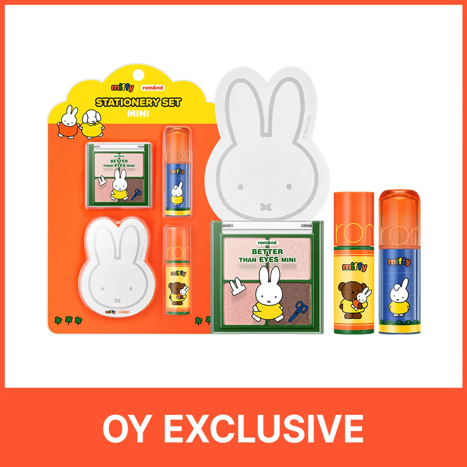 再加單round 4 [韓國直送] Miffy Rom&nd聯乘限定 Stationery 4-Piece Set (2支迷利唇彩+眼影+便籤紙)
