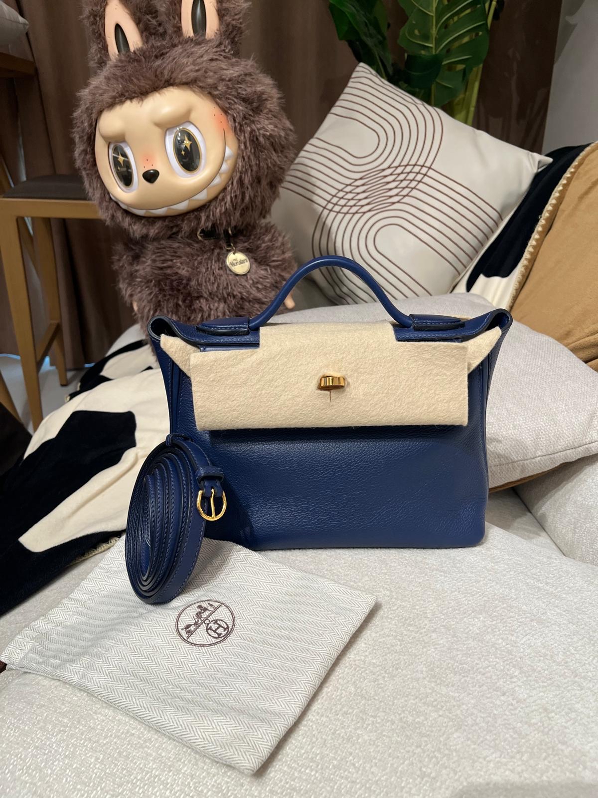 Hermes Mini 2424 Blue Nuit Stamp Z 100%Authentic, 98%New ✅Dust bag✅Box