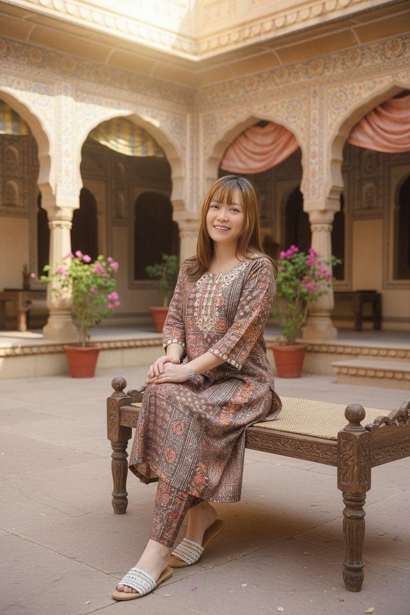 Ash Purple x Grey Set of 2 Kurta + Pants #1006