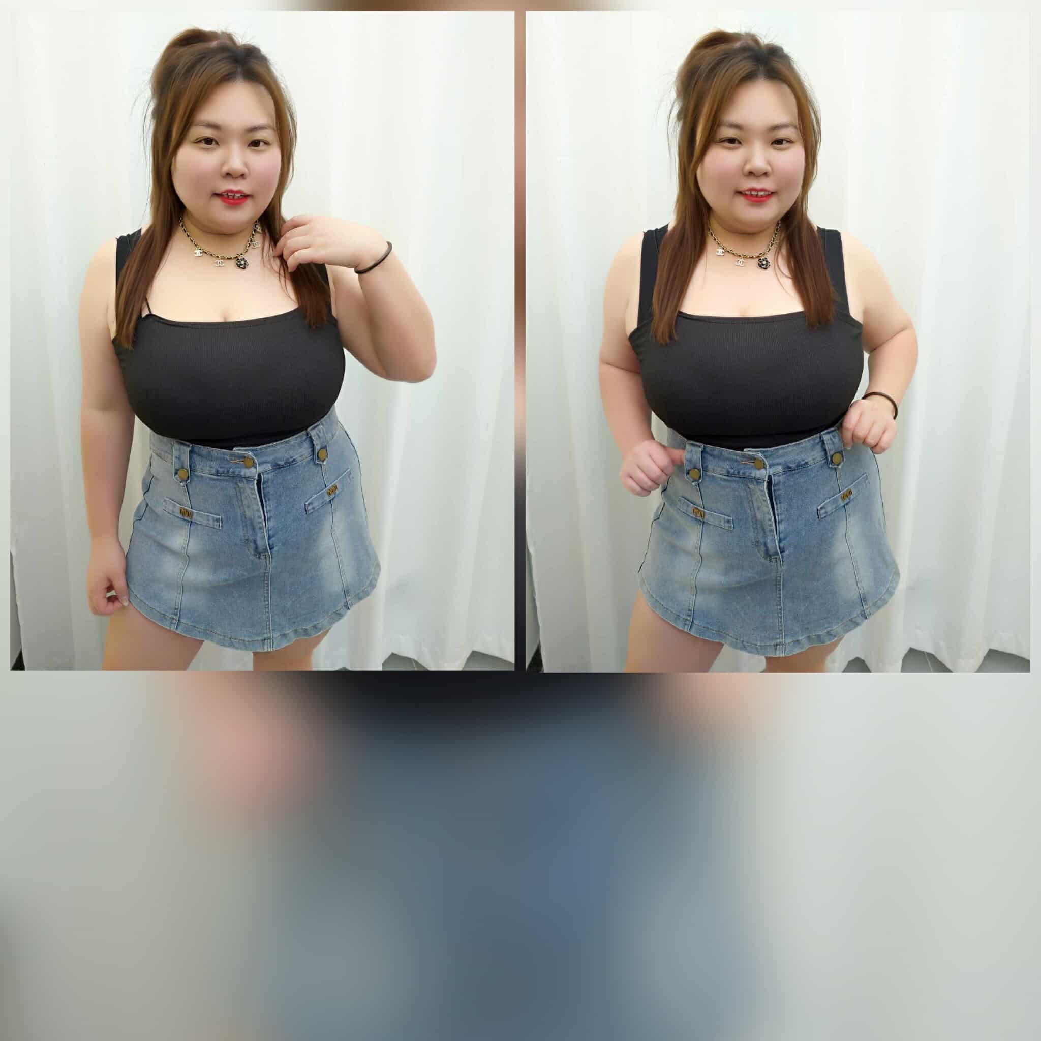 TW#1625 A字前裙后裤水洗牛仔裤裙