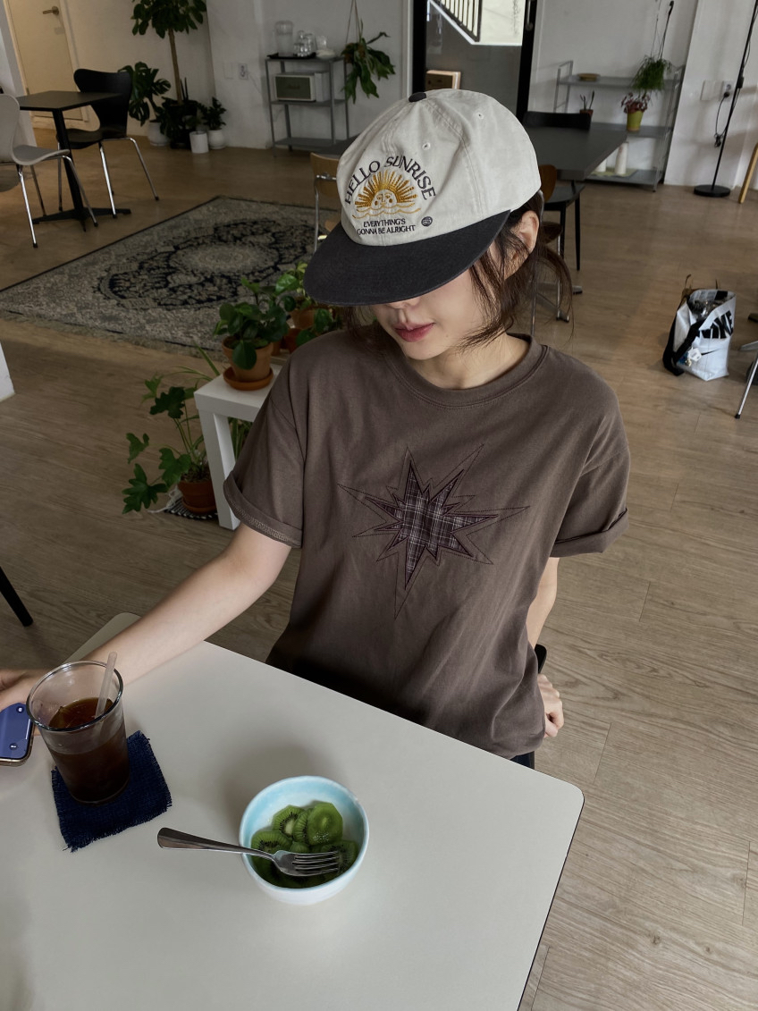 Plaid Star Patchwork Oversized Tee