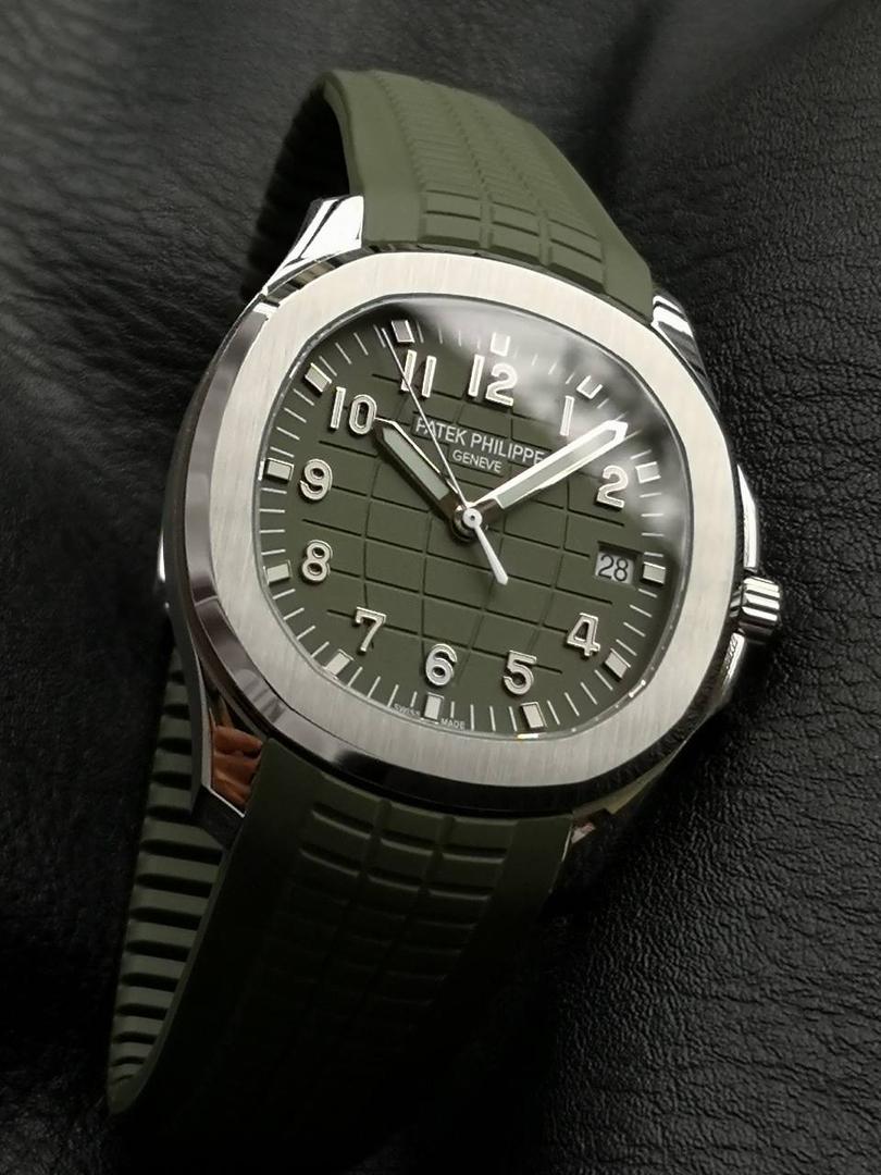 百达翡丽 5168G 配重手雷 1.壳套采用特殊材质CNC原版数据开模，整表重量和正品几乎没有区别，不同于市场普通版本上手轻飘飘，整表120克重 2.机芯选用324/330 一体开模机芯(3k同源机芯) 3.表壳尺寸42mm 厚度8.3mm(跟足原版) 4.所用配件，字面，针，胶带严格参照原版颜色开模定制，精益求精 5.表壳不锈钢 内部加重 承诺所有本厂出的配重表款绝不掉皮，掉皮无理由更换全新 6.表扣 表壳全部冲压贵金属logo 非腐蚀激光垃圾工艺！