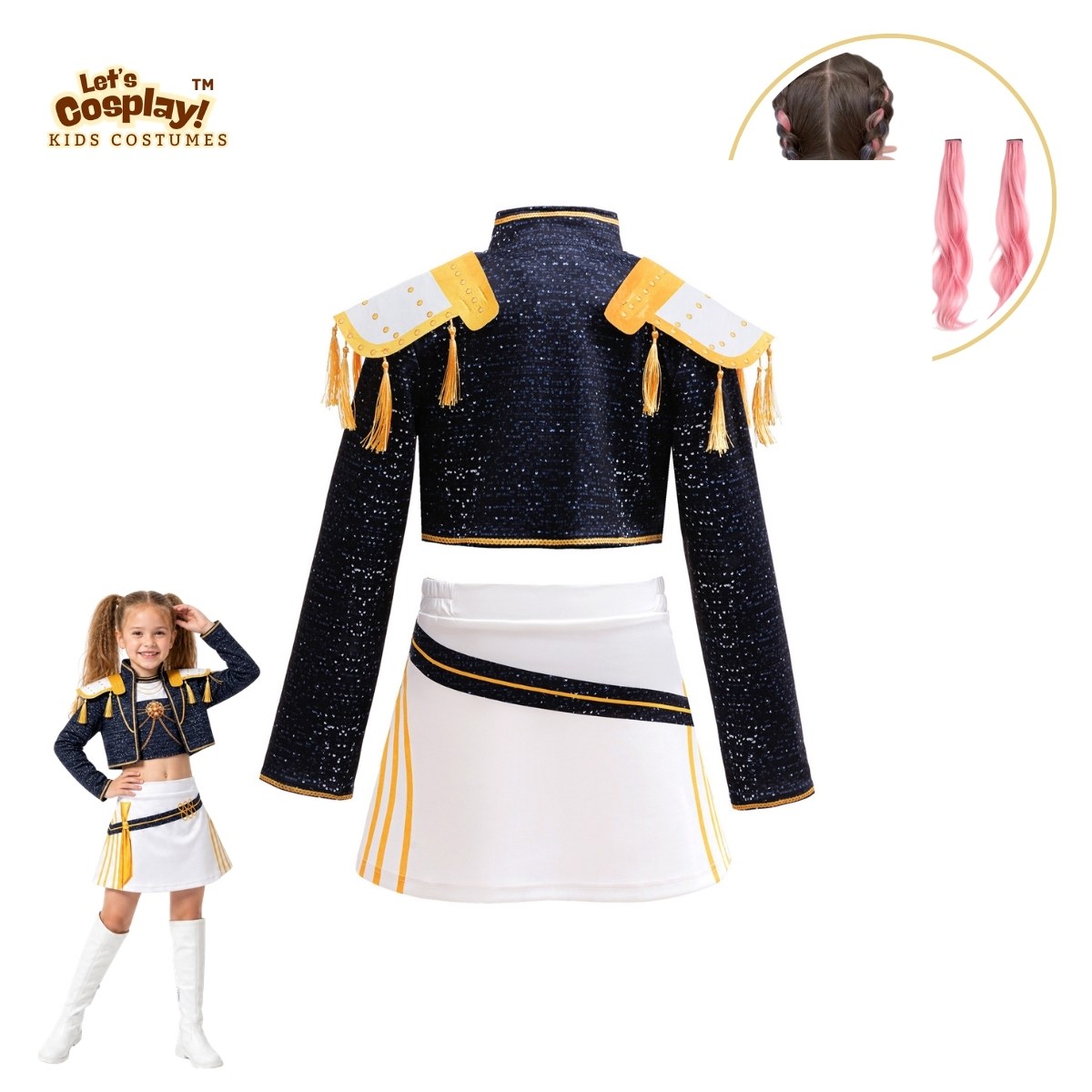 兒童Mira 黑金Demon Hunters Cosplay服裝 女童舞台表演服 角色造型套裝 cos1152