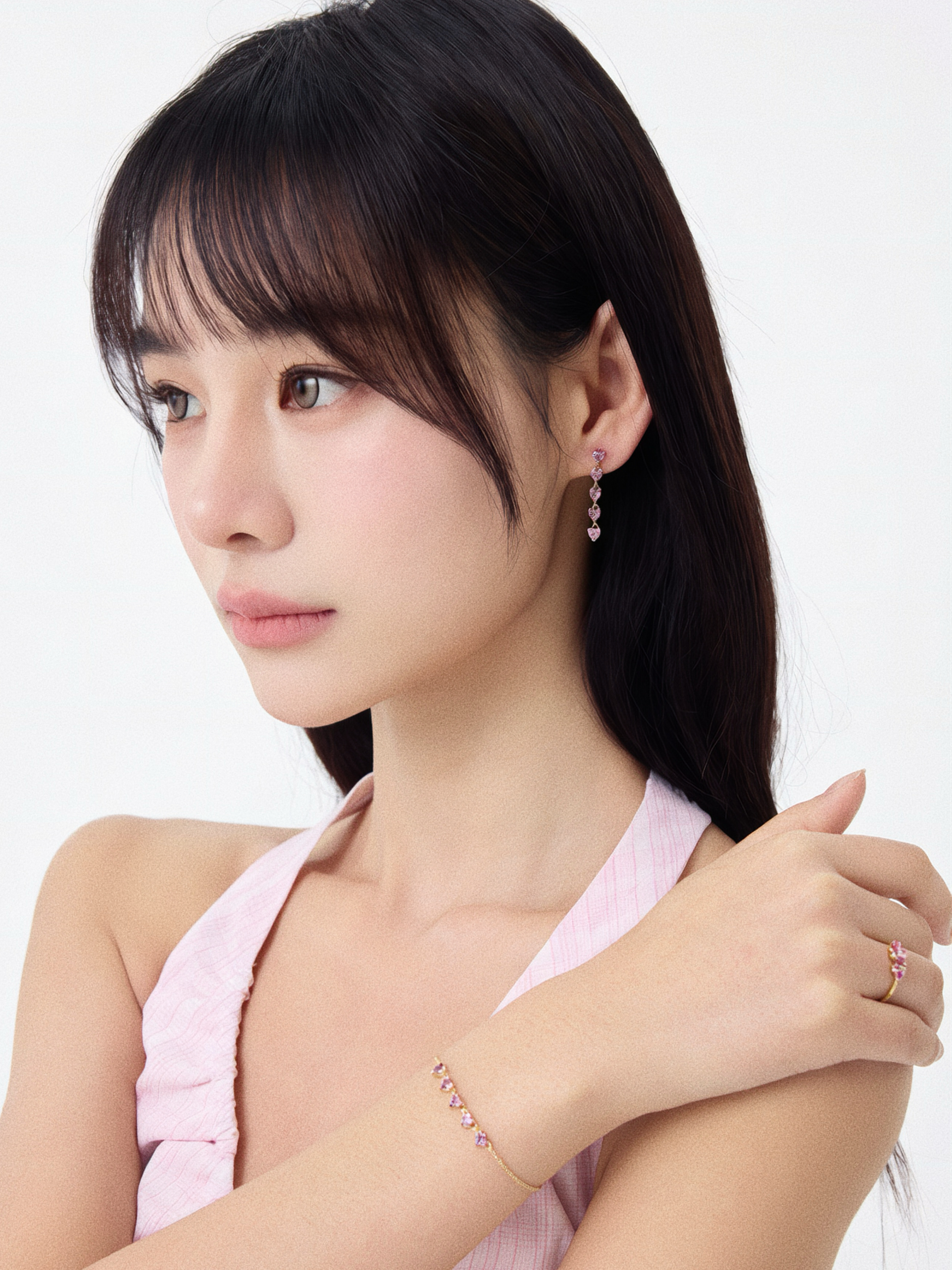 Lilac Heart Bracelet Plaqué or