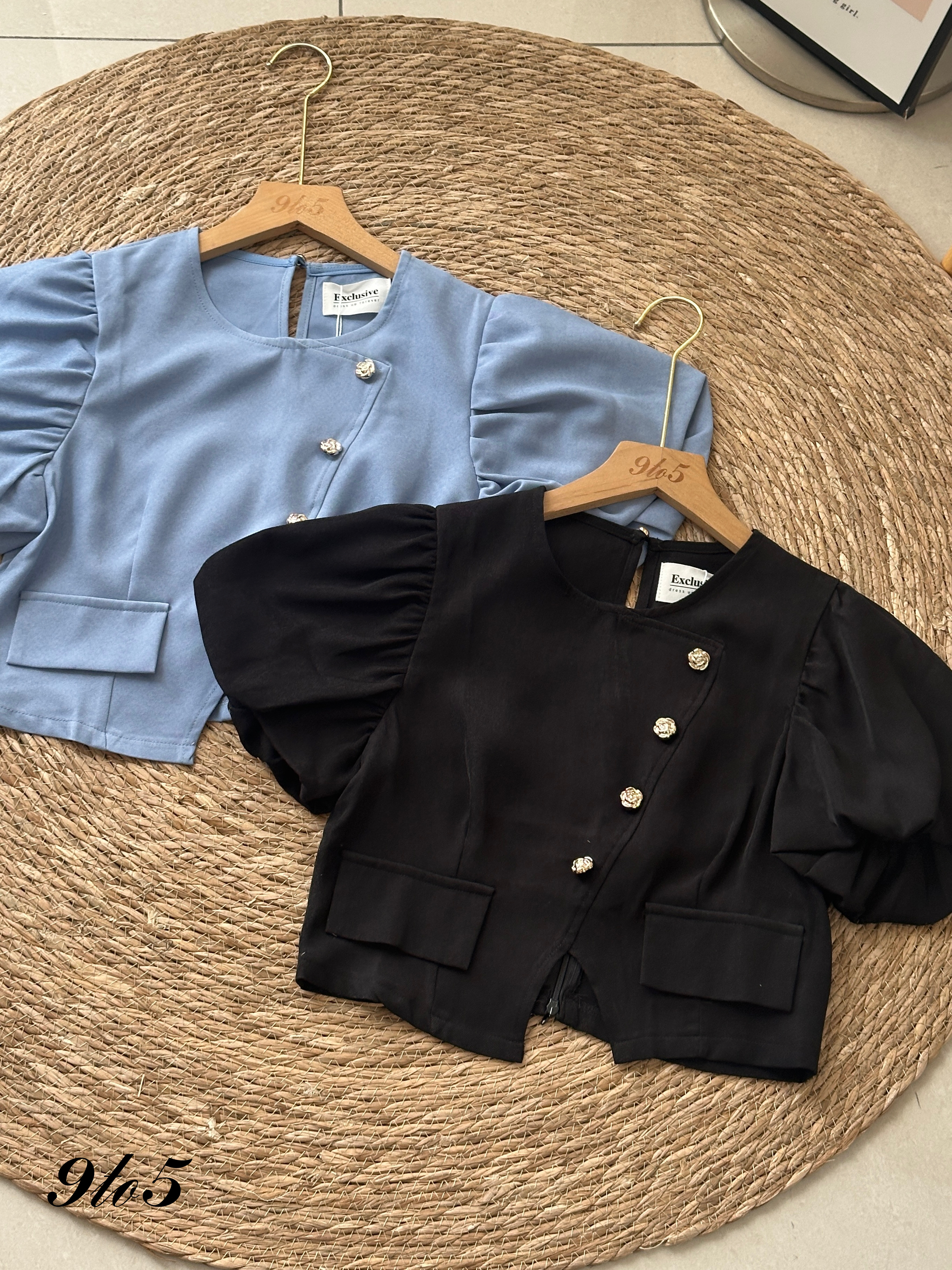 T4043 Puff Sleeve Crop Top - 4 Colors 