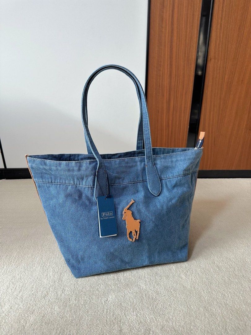0316 RL Polo Demin Tote Bag 皮質大馬仔🐎牛仔布側孭袋 4月中
